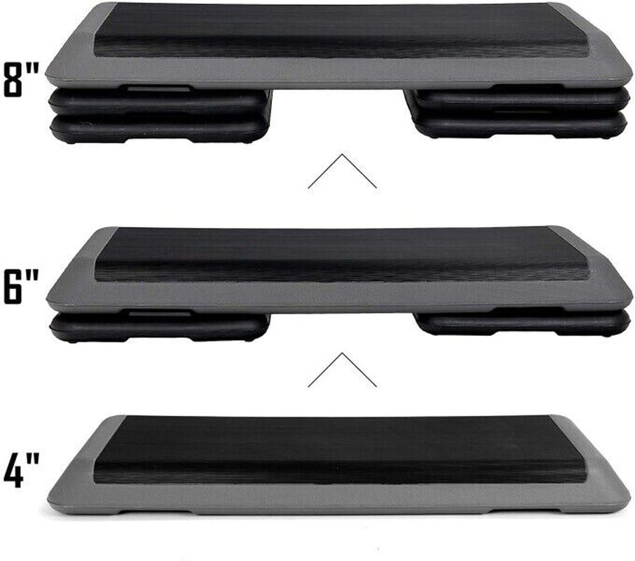 43'' Aerobic Step Platform Adjustable Exercise Fitness Workout Stepper W/4 Riser
