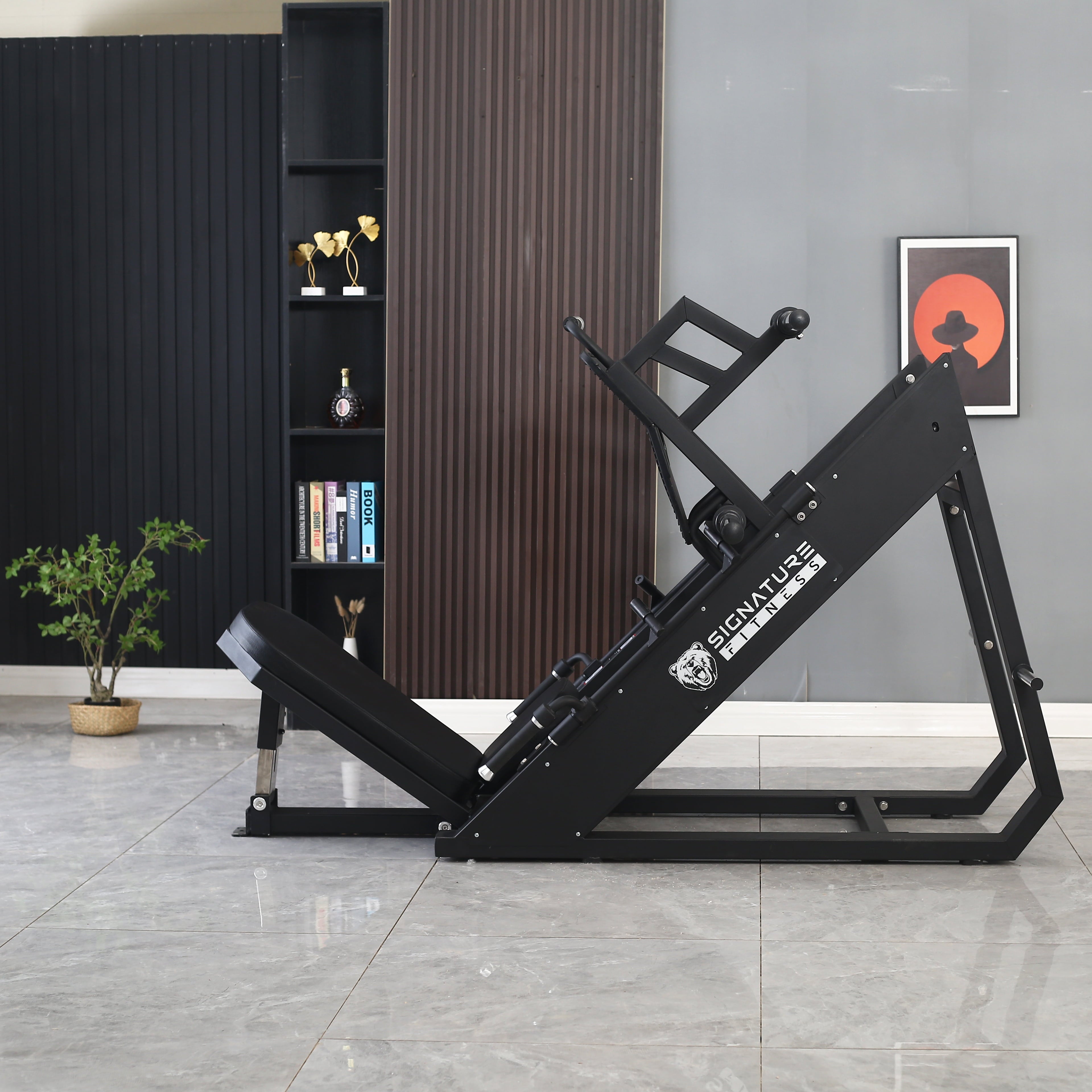 Commercial Grade Plate Loaded High-Gauge Steel Adjustable Leg Press Machine with Extra Plate Storage, 1000-Pound Capacity