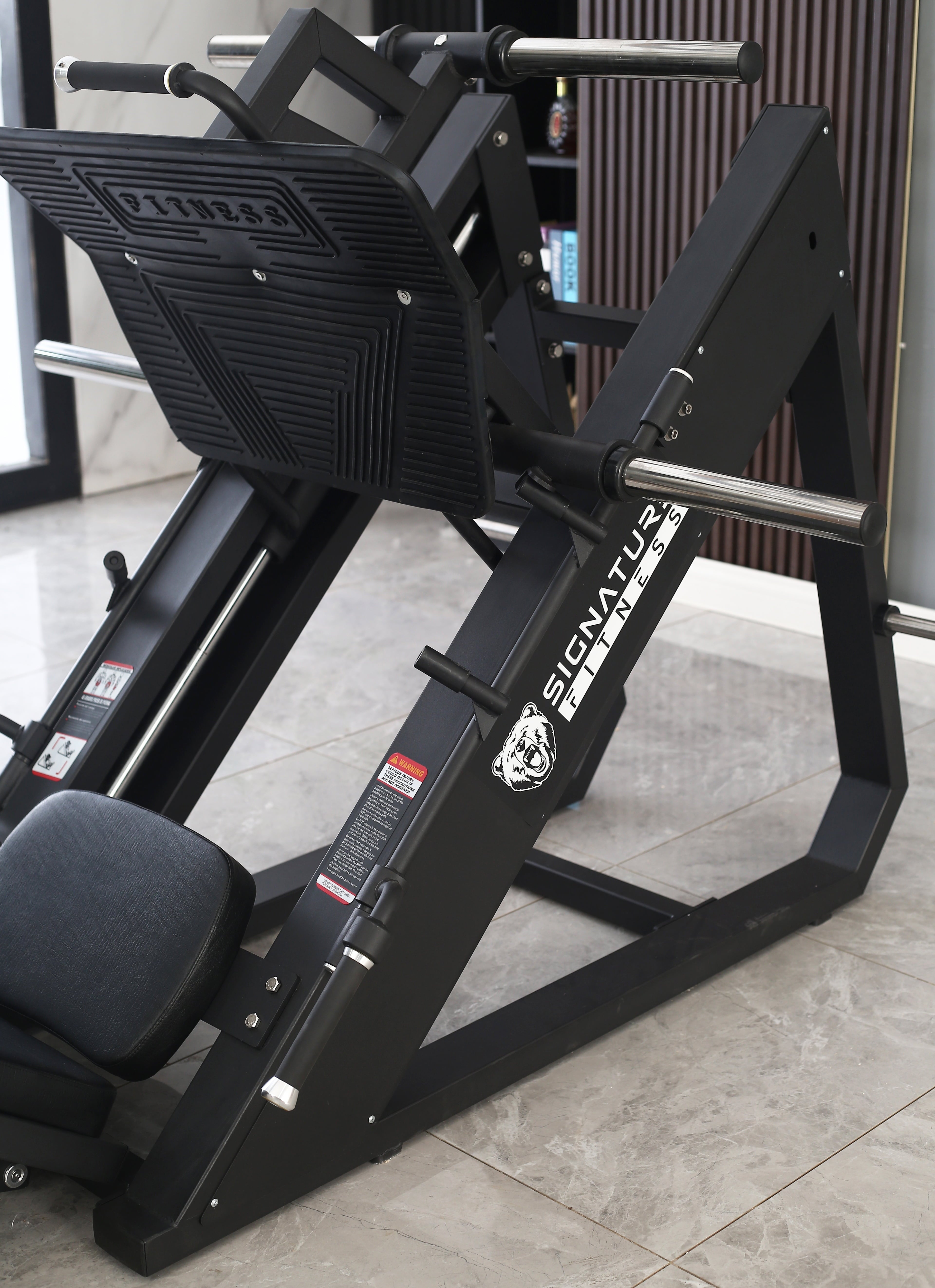 Commercial Grade Plate Loaded High-Gauge Steel Adjustable Leg Press Machine with Extra Plate Storage, 1000-Pound Capacity