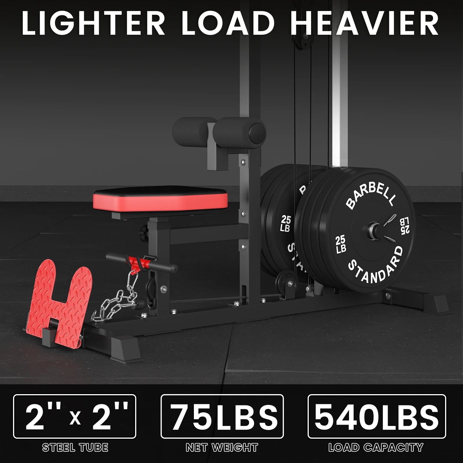 LAT Pull down Machine Set, Multifunction Cable Workout Equipment with Flip-Up Footplate and Plates Storage Posts