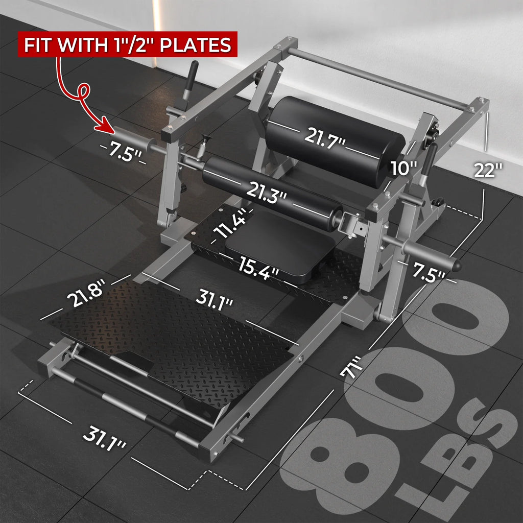 Hip Thrust Machine, Heavy Duty Plate-Loaded Glute Drive Machine, Glute Bridge Machine for Glute Muscles Shaping, Silver