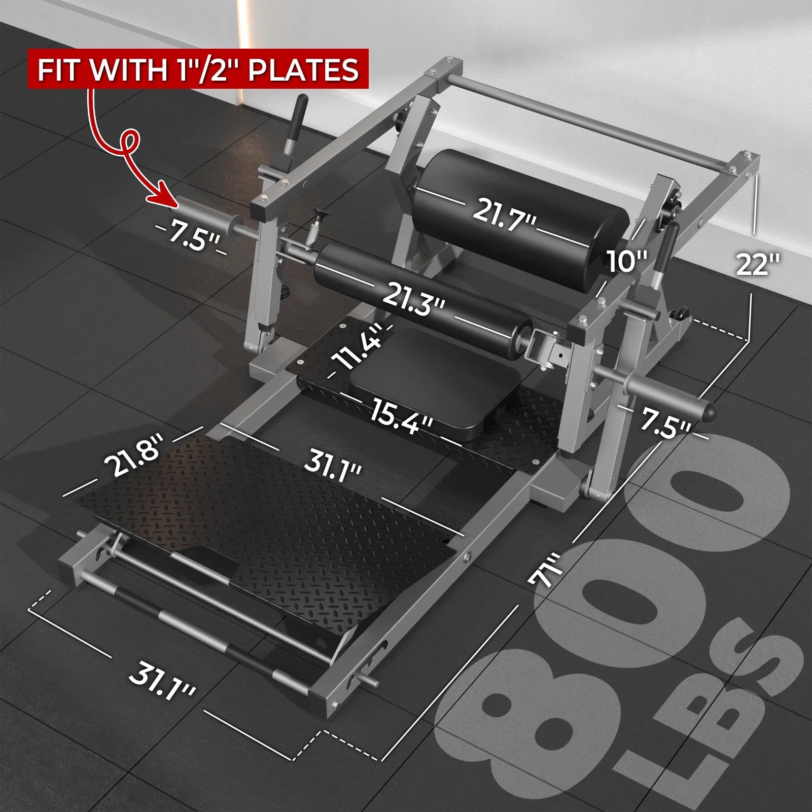 Hip Thrust Machine, Heavy Duty Plate-Loaded Glute Drive Machine, Glute Bridge Machine for Glute Muscles Shaping, Silver