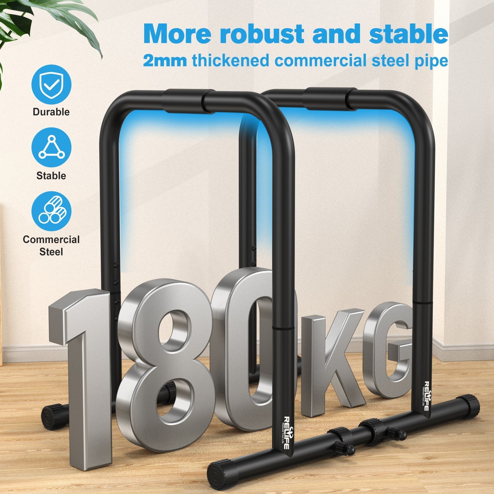 Dip Station Functional Heavy Duty Dip Stand Fitness Pull up Stand Dip Bar