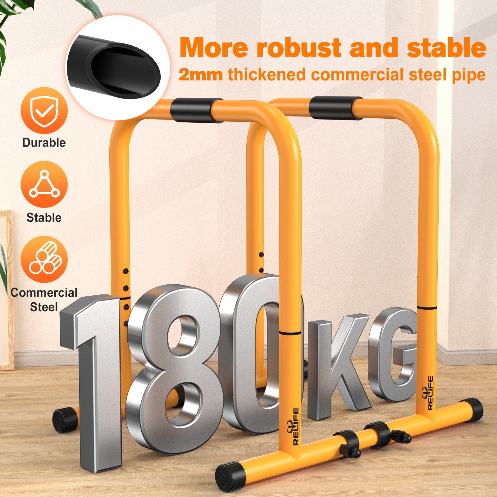 Dip Station Functional Heavy Duty Dip Stand Fitness Pull up Stand Dip Bar