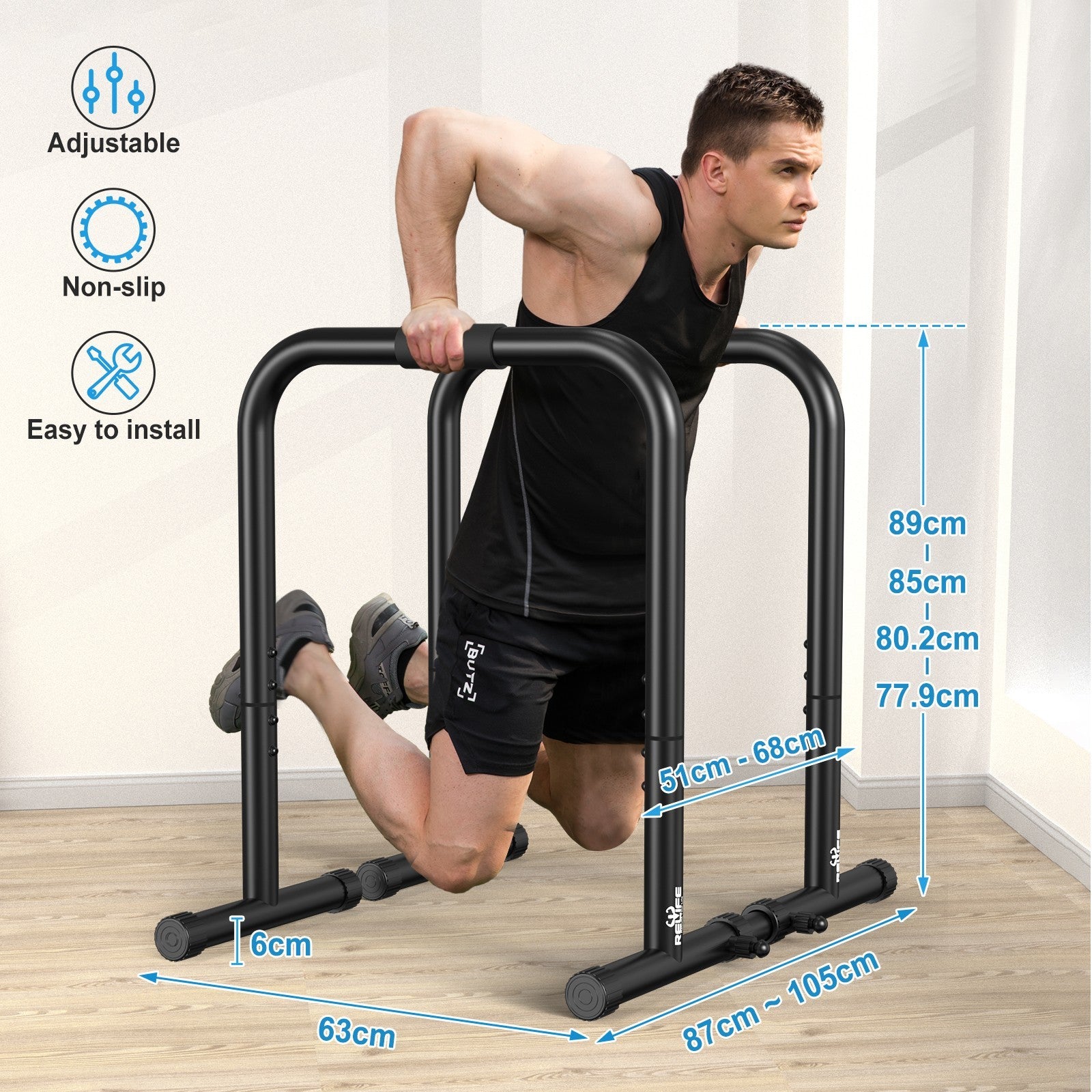 Dip Station Functional Heavy Duty Dip Stand Fitness Pull up Stand Dip Bar