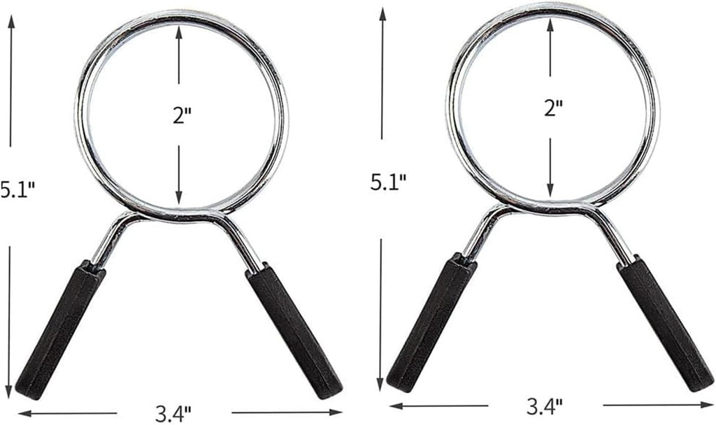 Olympic Barbell Weightlifting Collars - 2 Inch Spring Clip Clamps for Dumbbells and Strength Training - 1 Pair