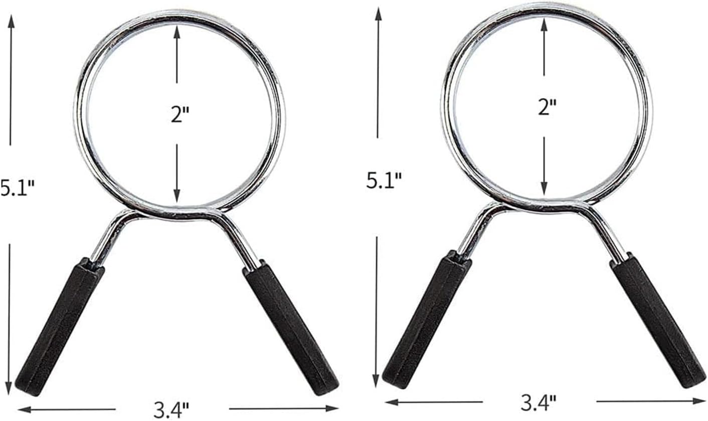 Olympic Barbell Weightlifting Collars - 2 Inch Spring Clip Clamps for Dumbbells and Strength Training - 1 Pair