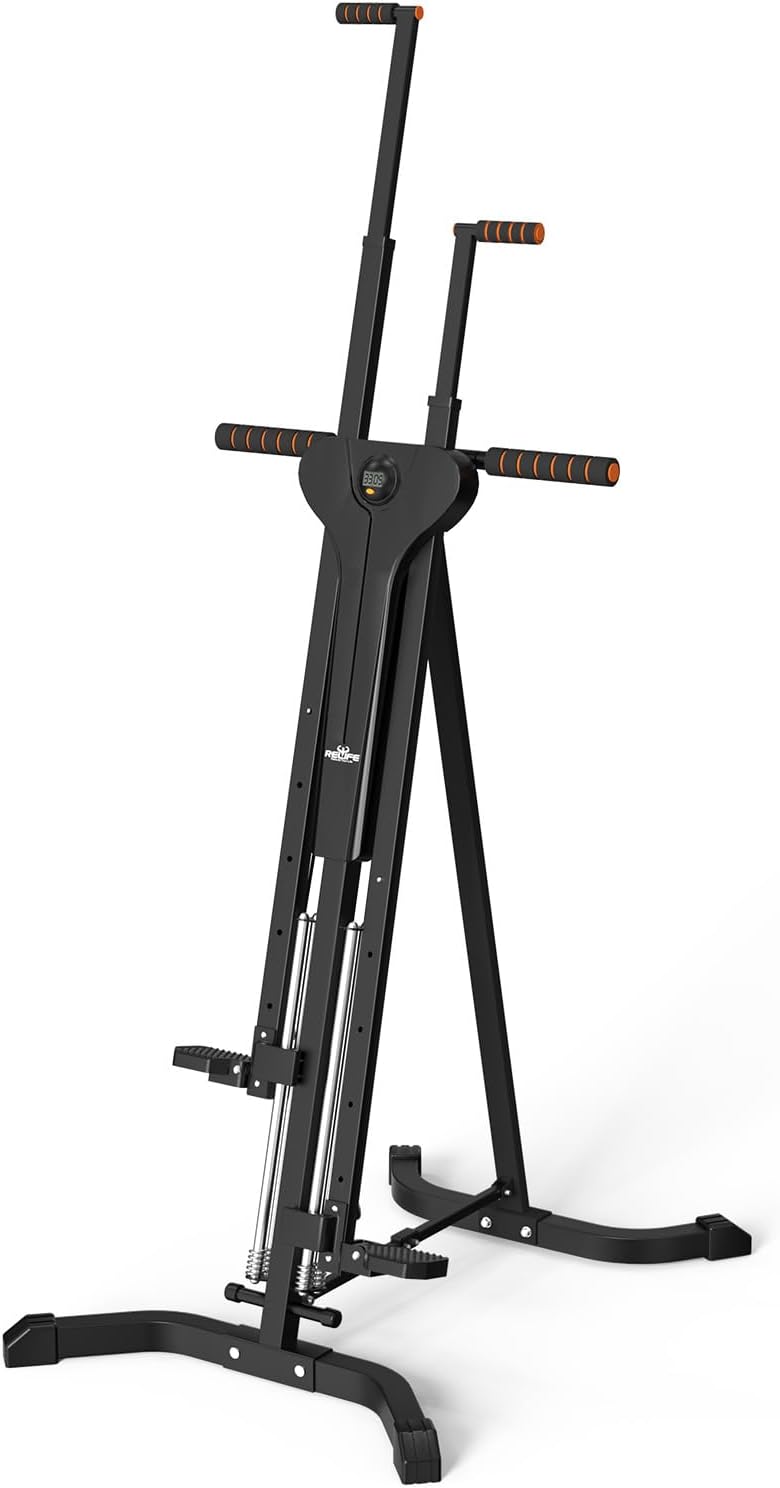 Vertical Climber Exercise Machine for Home Gym - Folding Cardio Workout Equipment with 4 Metal Guide Rails and 5 Adjustable Height Levels, Easy Assembly