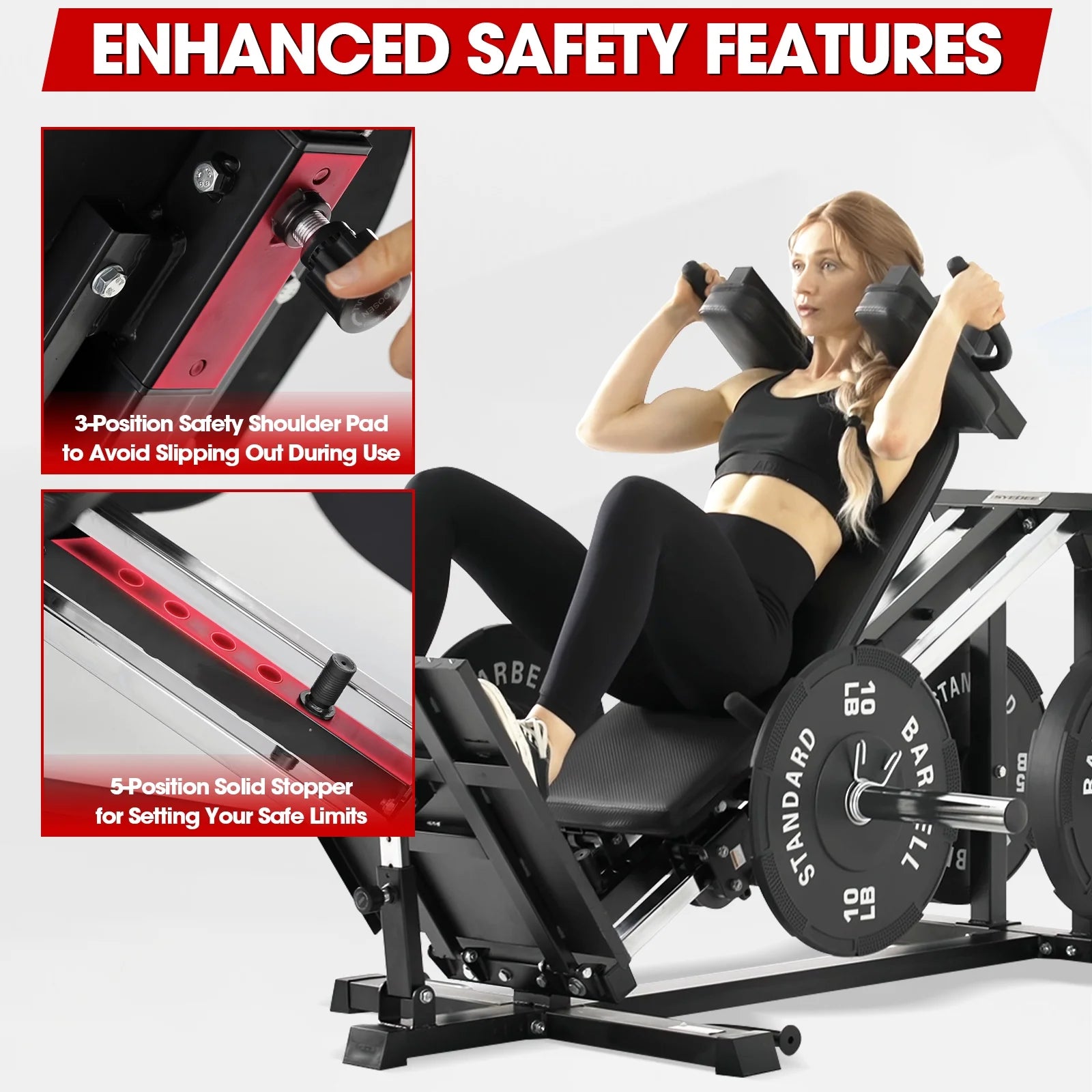Compact Leg Sled Machine, Leg Press Machine Capacity 1000Lbs, Hack Squat Machine Combo, Calf Raise Home Gym