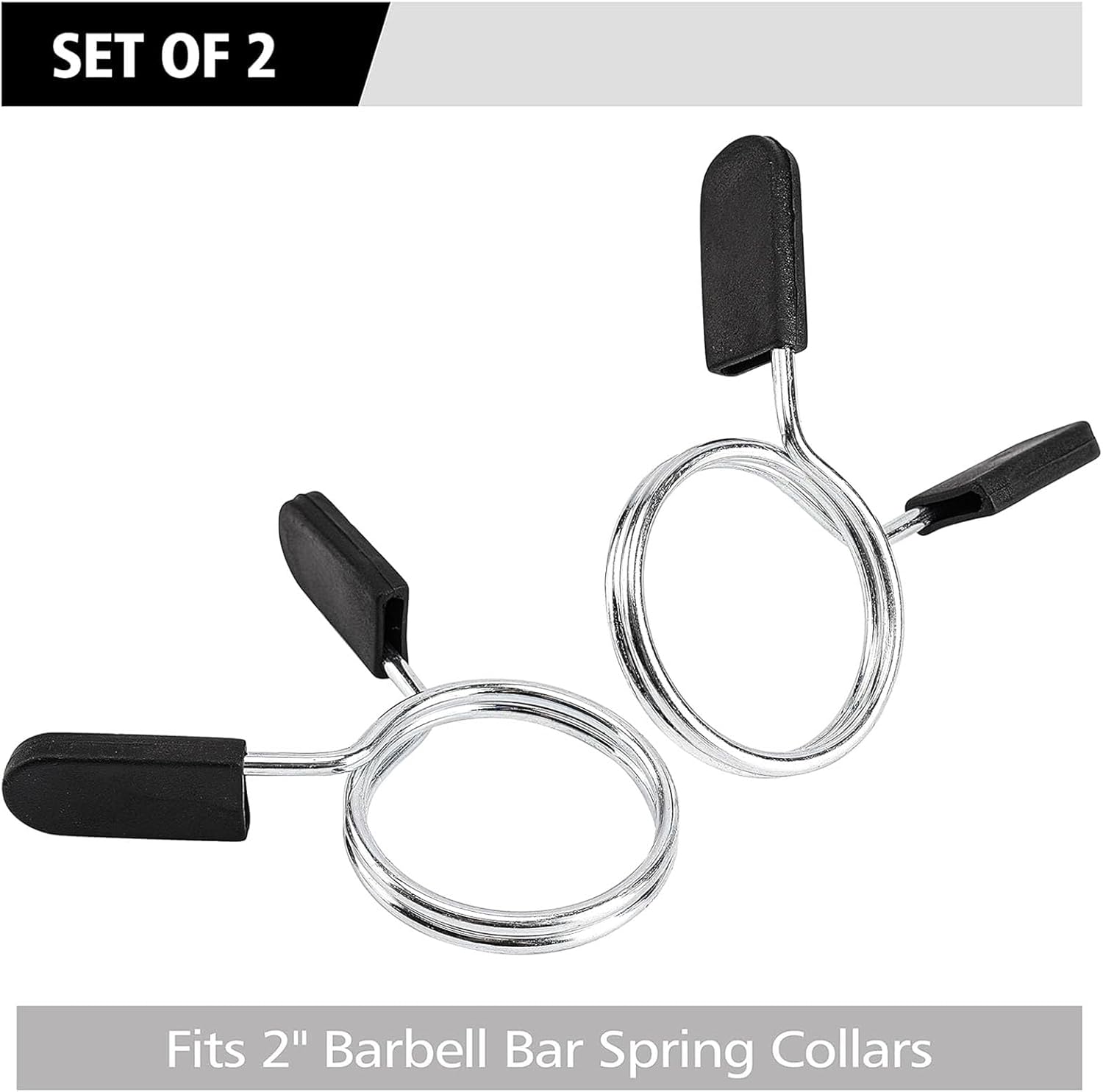 Olympic Barbell Weightlifting Collars - 2 Inch Spring Clip Clamps for Dumbbells and Strength Training - 1 Pair