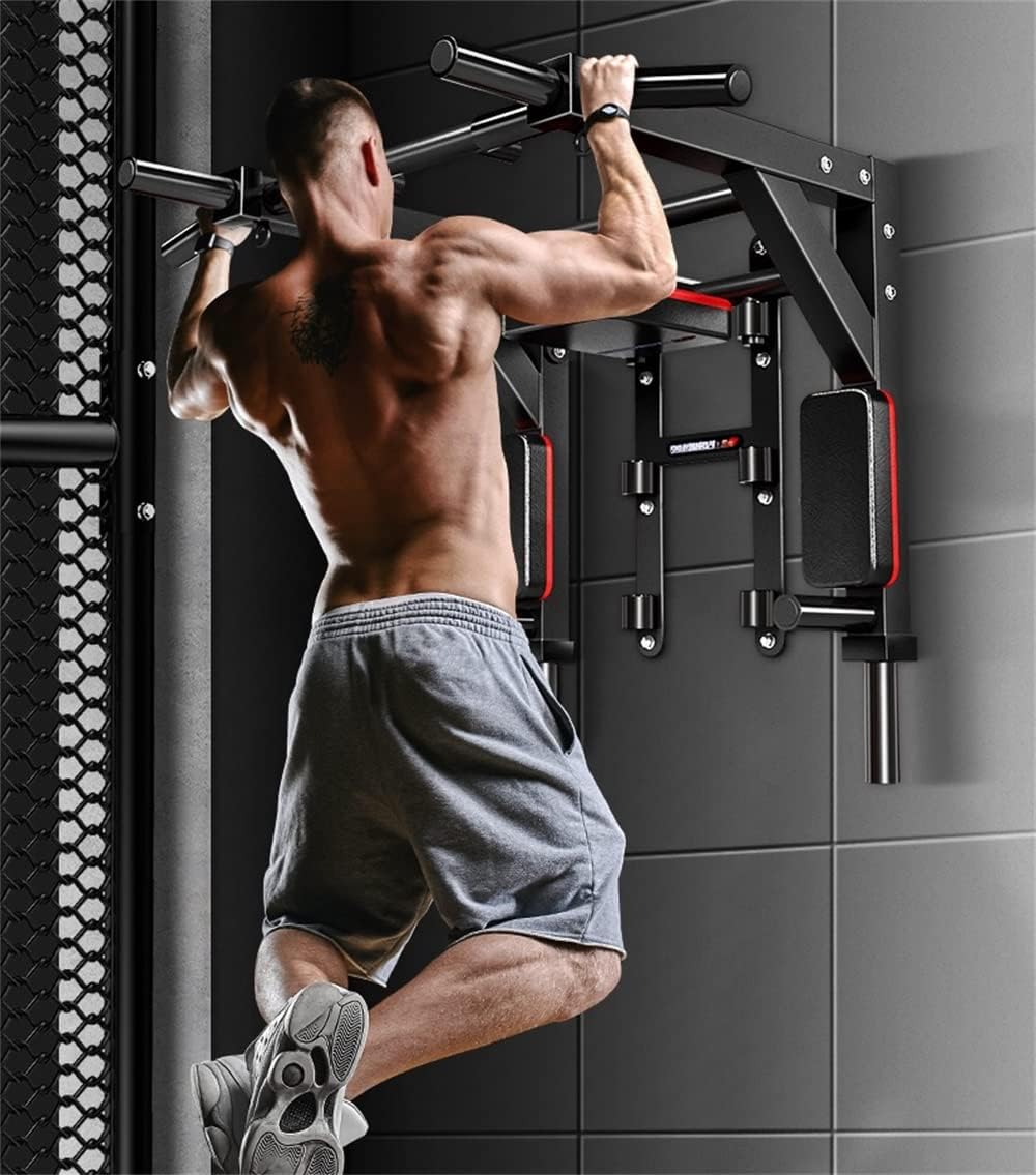 Multifunctional Wall-Mounted Pull-Up and Chin-Up Bar with Dip Station for Home Gym, Power Tower Set Supporting 800 lbs