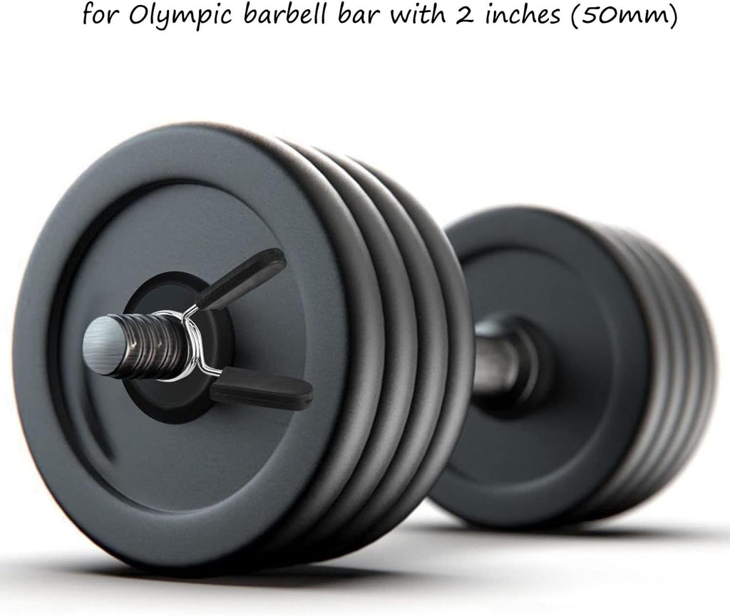 Olympic Barbell Weightlifting Collars - 2 Inch Spring Clip Clamps for Dumbbells and Strength Training - 1 Pair