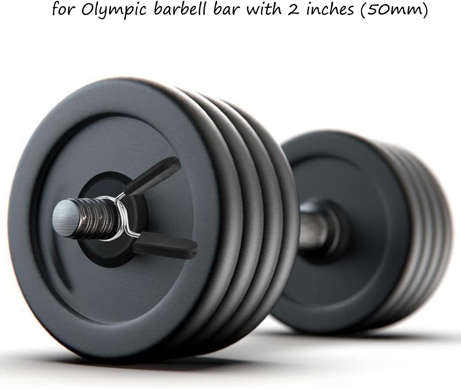 Olympic Barbell Weightlifting Collars - 2 Inch Spring Clip Clamps for Dumbbells and Strength Training - 1 Pair