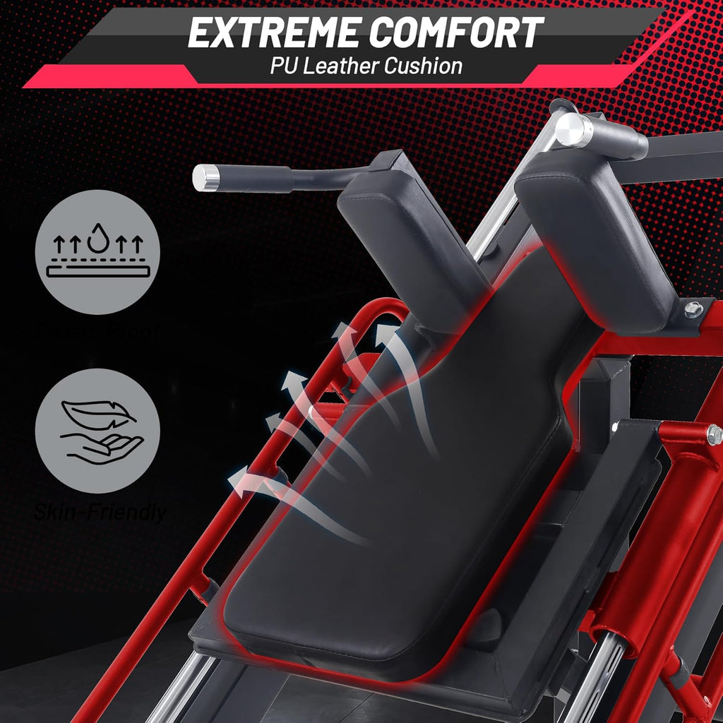 2-in-1 Leg Press and Hack Squat Machine for Home Gym with Linear Bearings and Calf Block for Comprehensive Lower Body Training