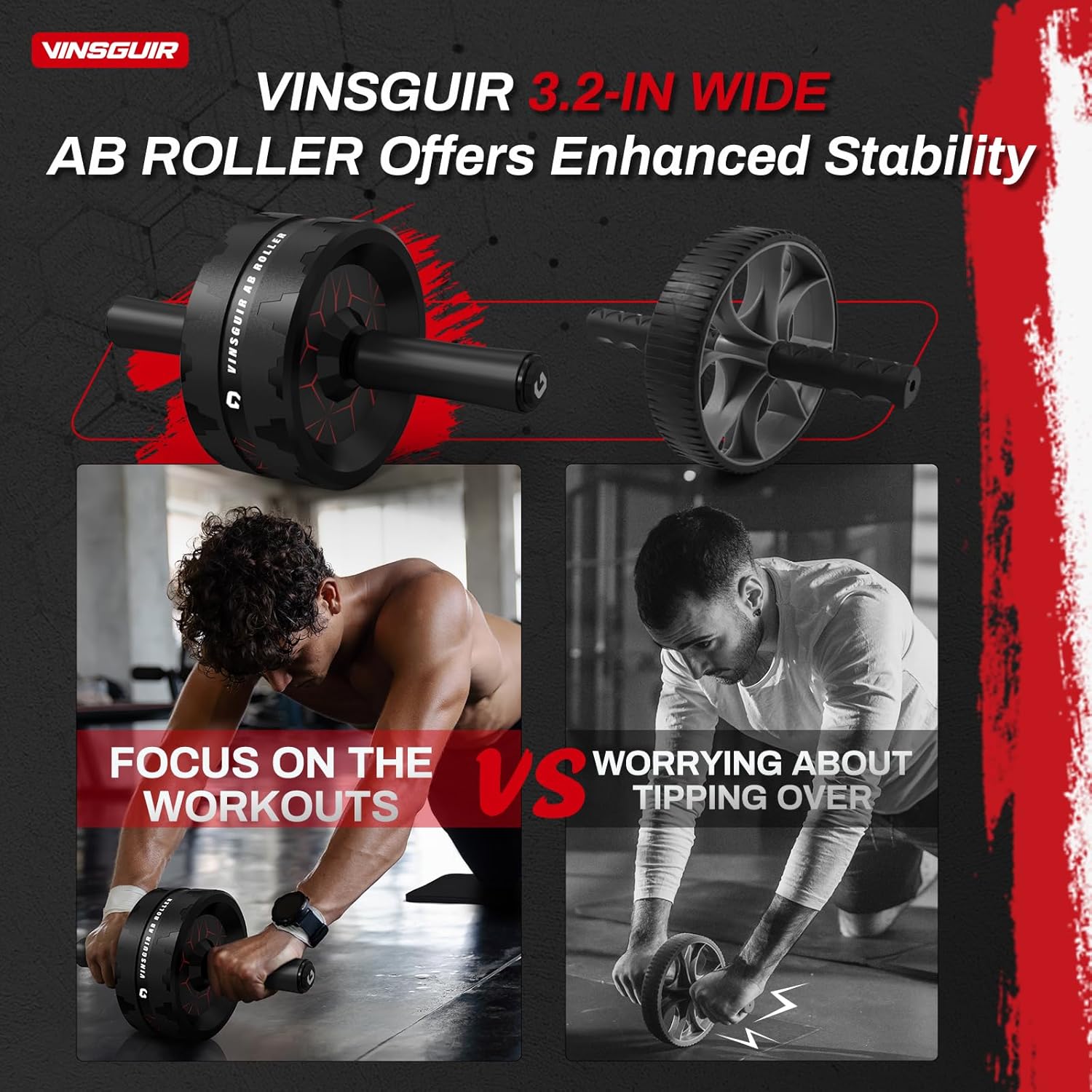 Ab Roller Wheel with Knee Pad Accessories - Comprehensive Abs and Core Workout Equipment for Home Gym and Full-Body Strength Training