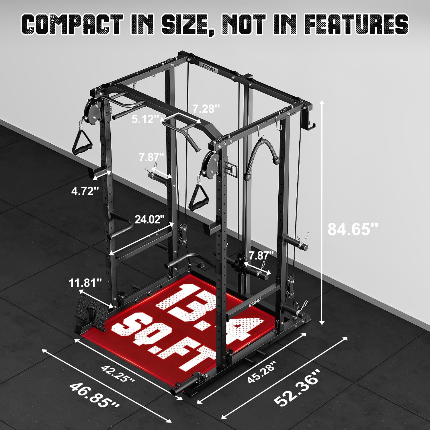 R1-V4 Power Cage Rack - 2000LB Squat Rack with Cable Crossover System and Multi-Function Attachments for Home Gym Workouts