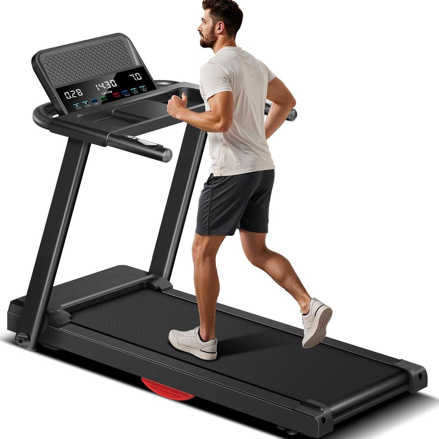 Professional Home Treadmill with 15% Incline, Space-Saving Folding Design, Reversible Display, Heart Rate Monitoring, 3.0HP Quiet Brushless Dual Cushion Technology, 300 lbs Weight Capacity