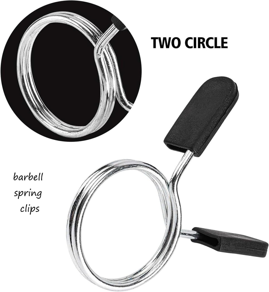 Olympic Barbell Weightlifting Collars - 2 Inch Spring Clip Clamps for Dumbbells and Strength Training - 1 Pair