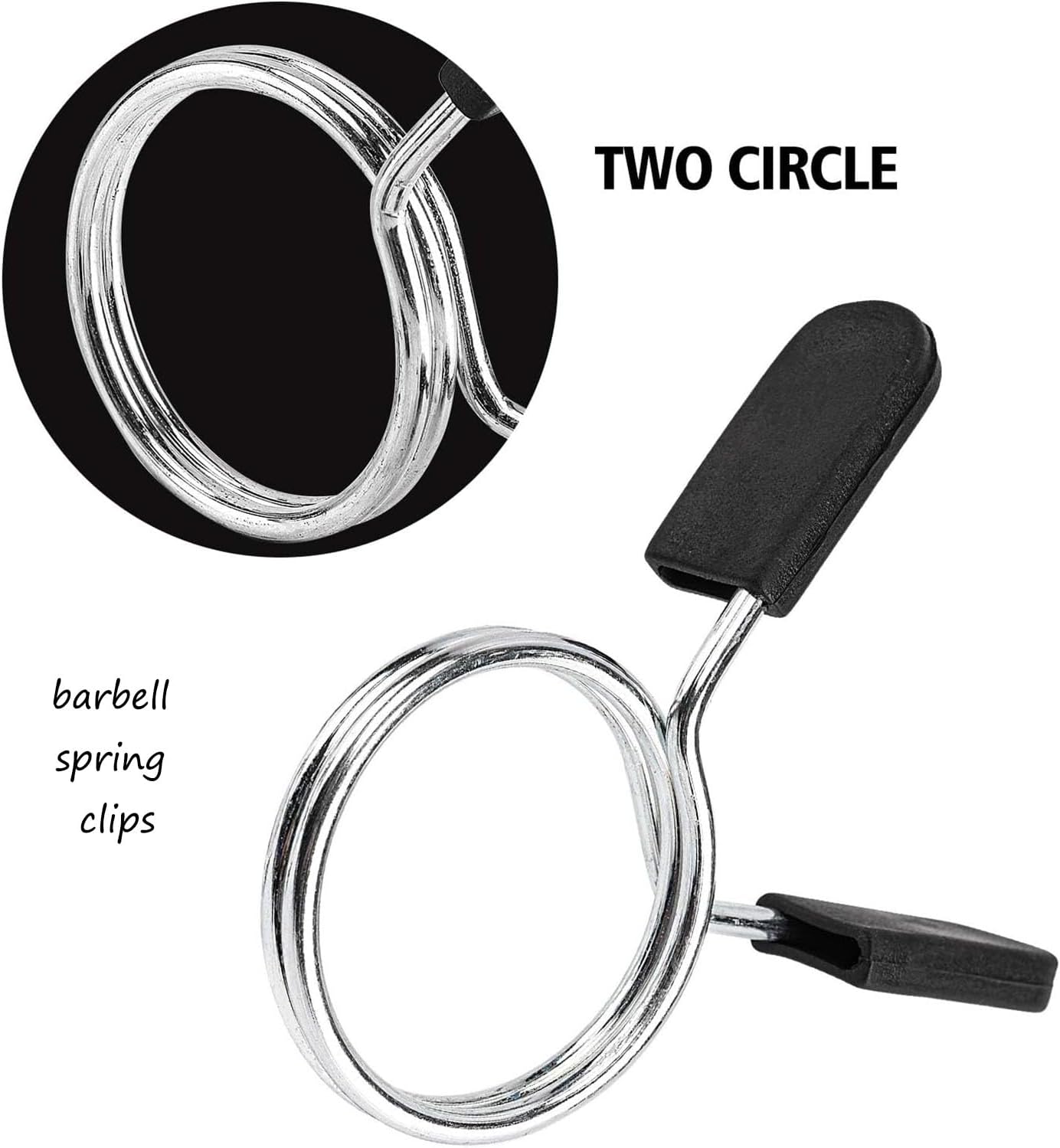 Olympic Barbell Weightlifting Collars - 2 Inch Spring Clip Clamps for Dumbbells and Strength Training - 1 Pair