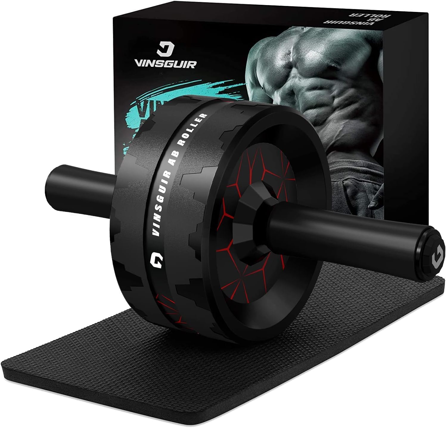 Ab Roller Wheel with Knee Pad Accessories - Comprehensive Abs and Core Workout Equipment for Home Gym and Full-Body Strength Training