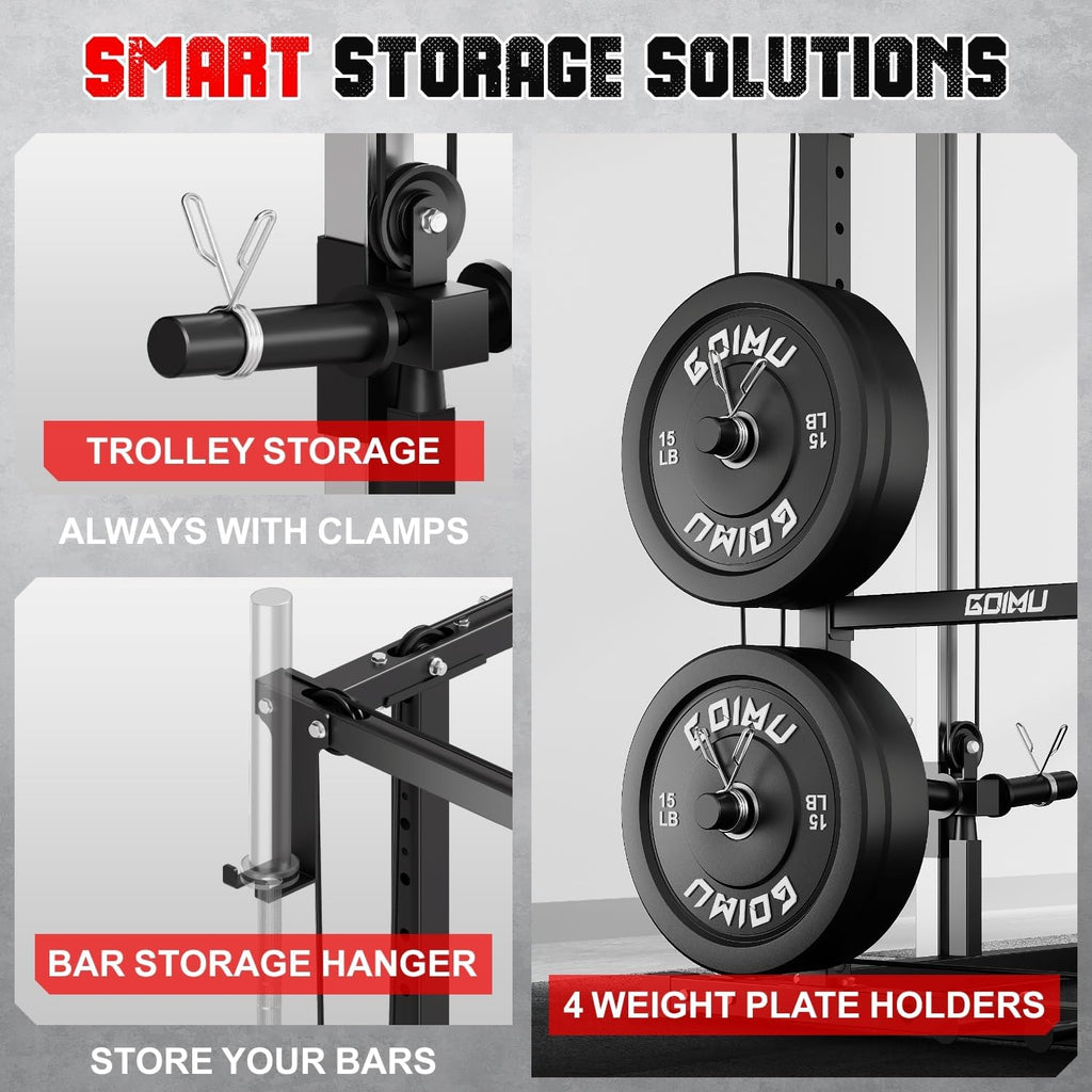 R1-V4 Power Cage Rack - 2000LB Squat Rack with Cable Crossover System and Multi-Function Attachments for Home Gym Workouts