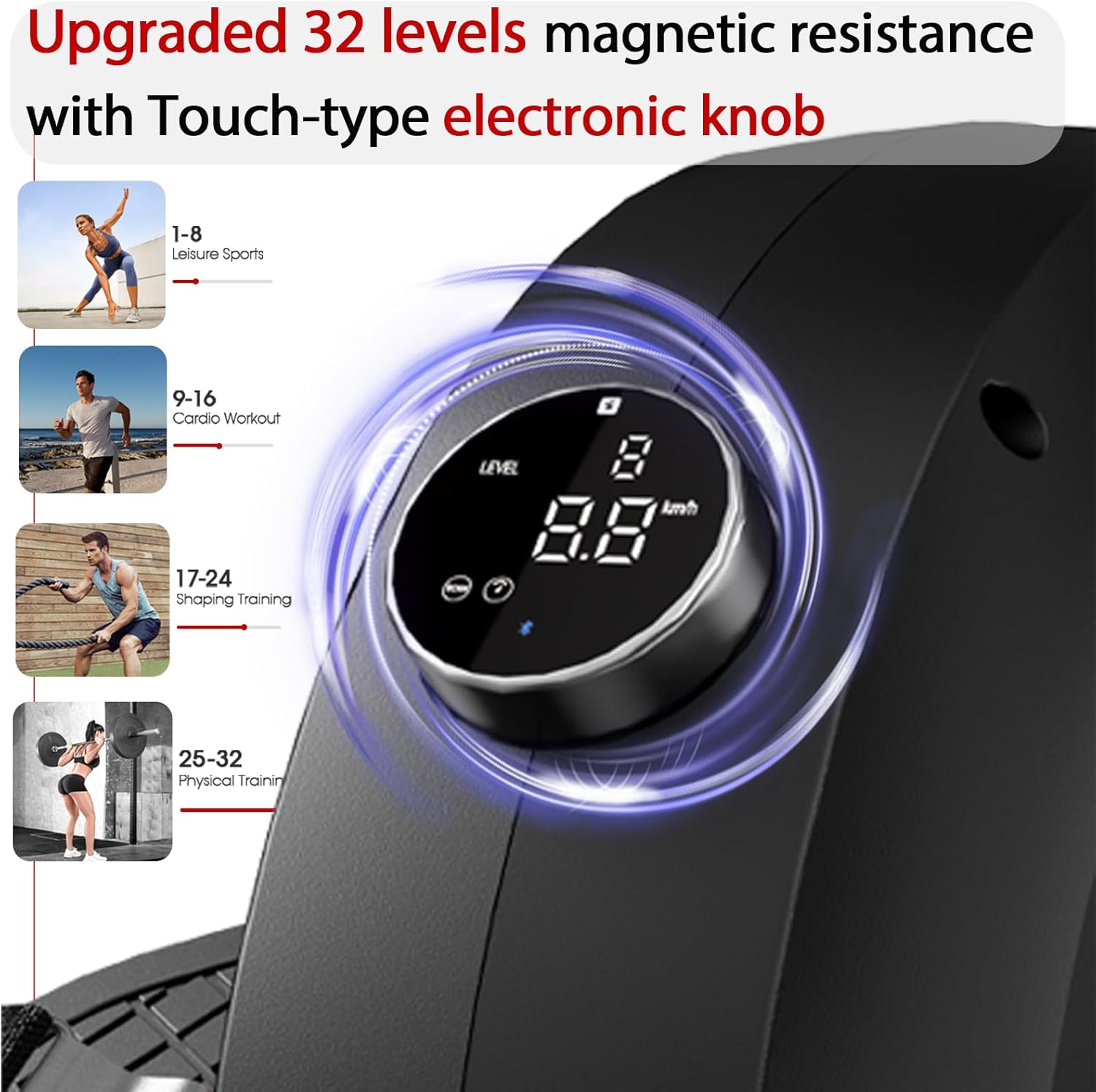 Magnetic Rowing Machine for Home Use, Enhanced 32-Level Silent Resistance with Smart Electronic Control, 350 lbs Weight Capacity, Compact Design with Easy Assembly and App Compatibility