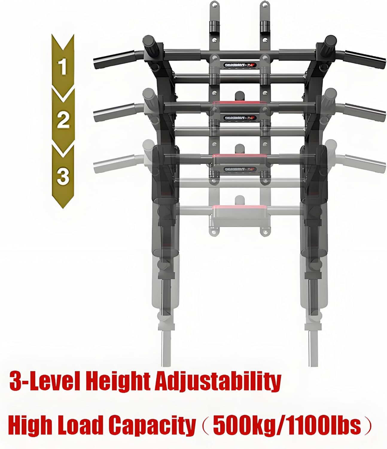 Multifunctional Wall-Mounted Pull-Up and Chin-Up Bar with Dip Station for Home Gym, Power Tower Set Supporting 800 lbs