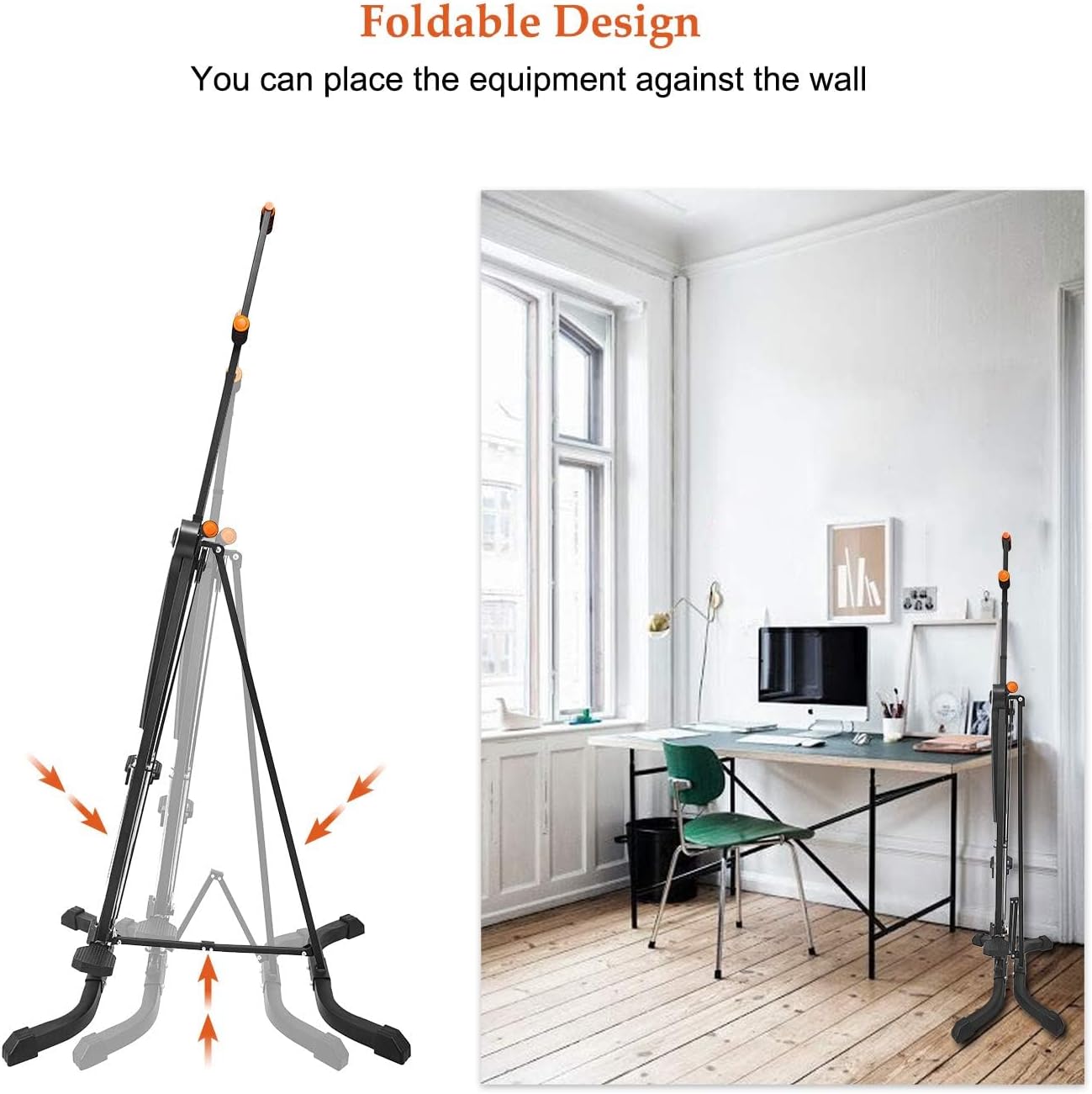 Vertical Climber Exercise Machine for Home Gym - Folding Cardio Workout Equipment with 4 Metal Guide Rails and 5 Adjustable Height Levels, Easy Assembly