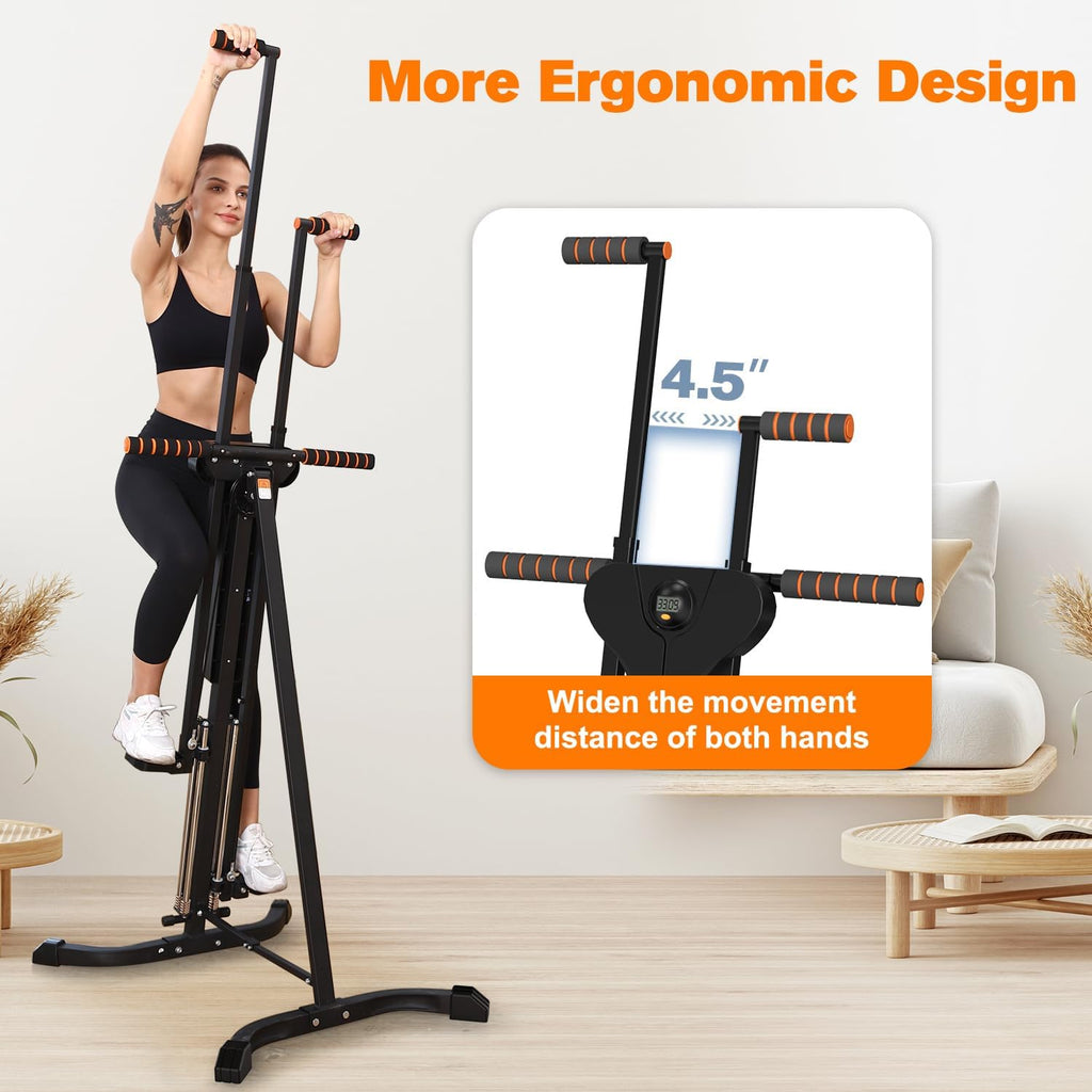Vertical Climber Exercise Machine for Home Gym - Folding Cardio Workout Equipment with 4 Metal Guide Rails and 5 Adjustable Height Levels, Easy Assembly