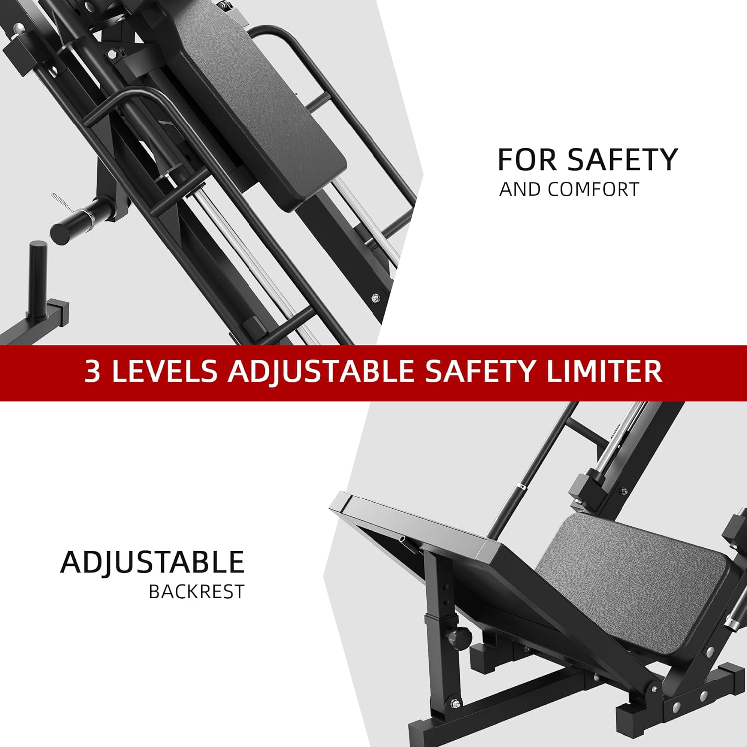 Adjustable Leg Press and Hack Squat Machine with Weight Storage, 1100 LB Capacity, Black