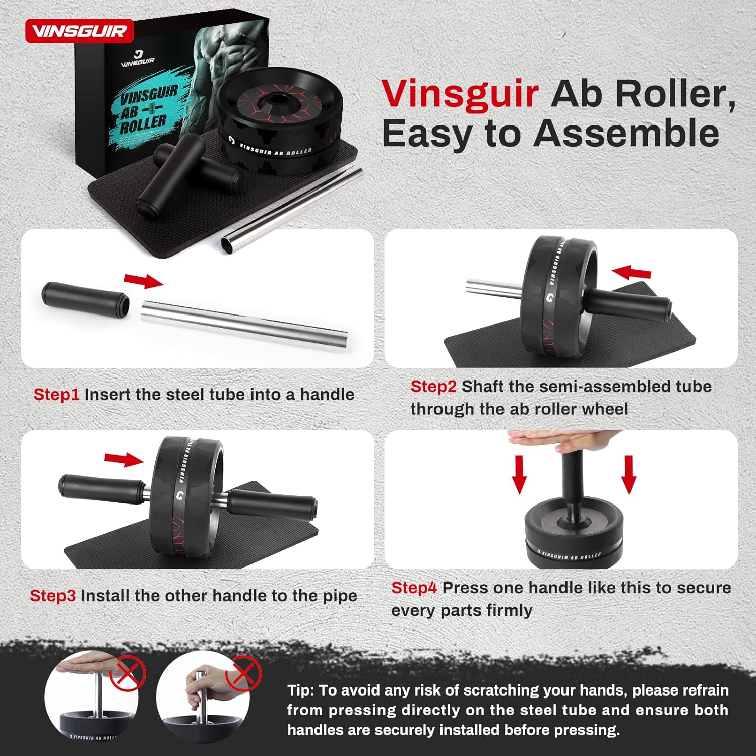 Ab Roller Wheel with Knee Pad Accessories - Comprehensive Abs and Core Workout Equipment for Home Gym and Full-Body Strength Training