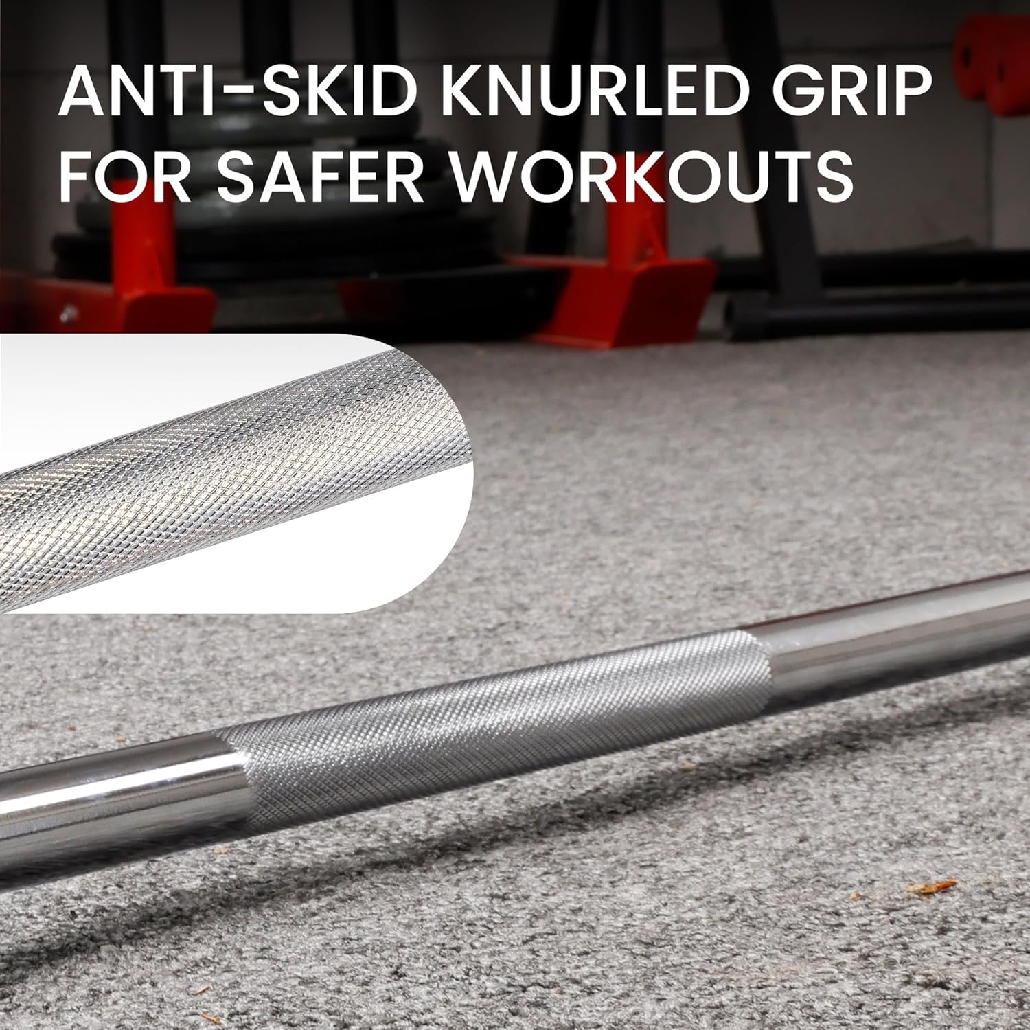 Olympic Barbell for Powerlifting and Weightlifting, 2 Inch Diameter, 700 Pound Capacity, Available in Multiple Sizes