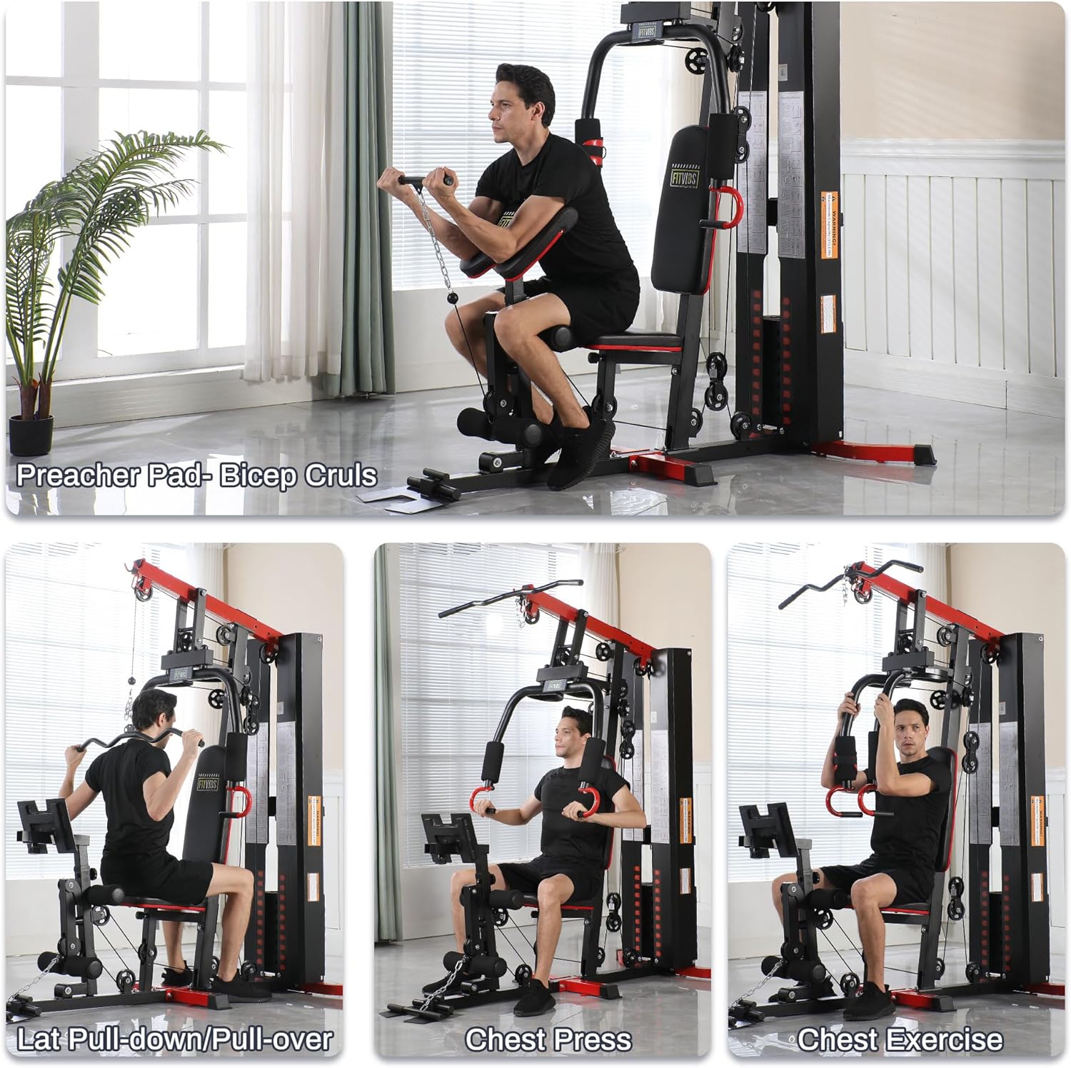 Multifunctional Home Gym Equipment with Leg Press and Pulley System for Comprehensive Full Body Strength Training, 160LBS Capacity