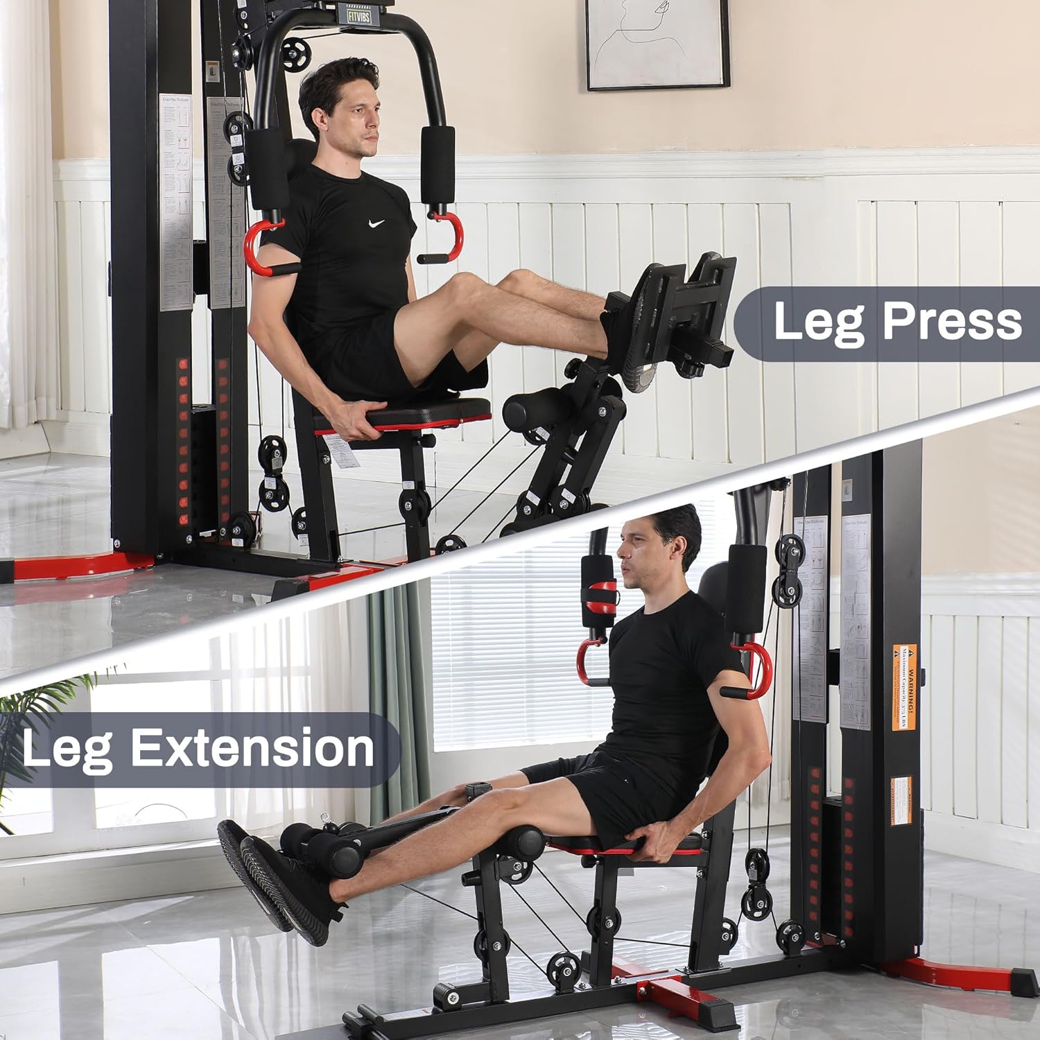 Multifunctional Home Gym Equipment with Leg Press and Pulley System for Comprehensive Full Body Strength Training, 160LBS Capacity