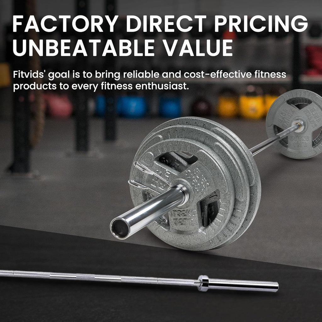 Olympic Barbell for Powerlifting and Weightlifting, 2 Inch Diameter, 700 Pound Capacity, Available in Multiple Sizes