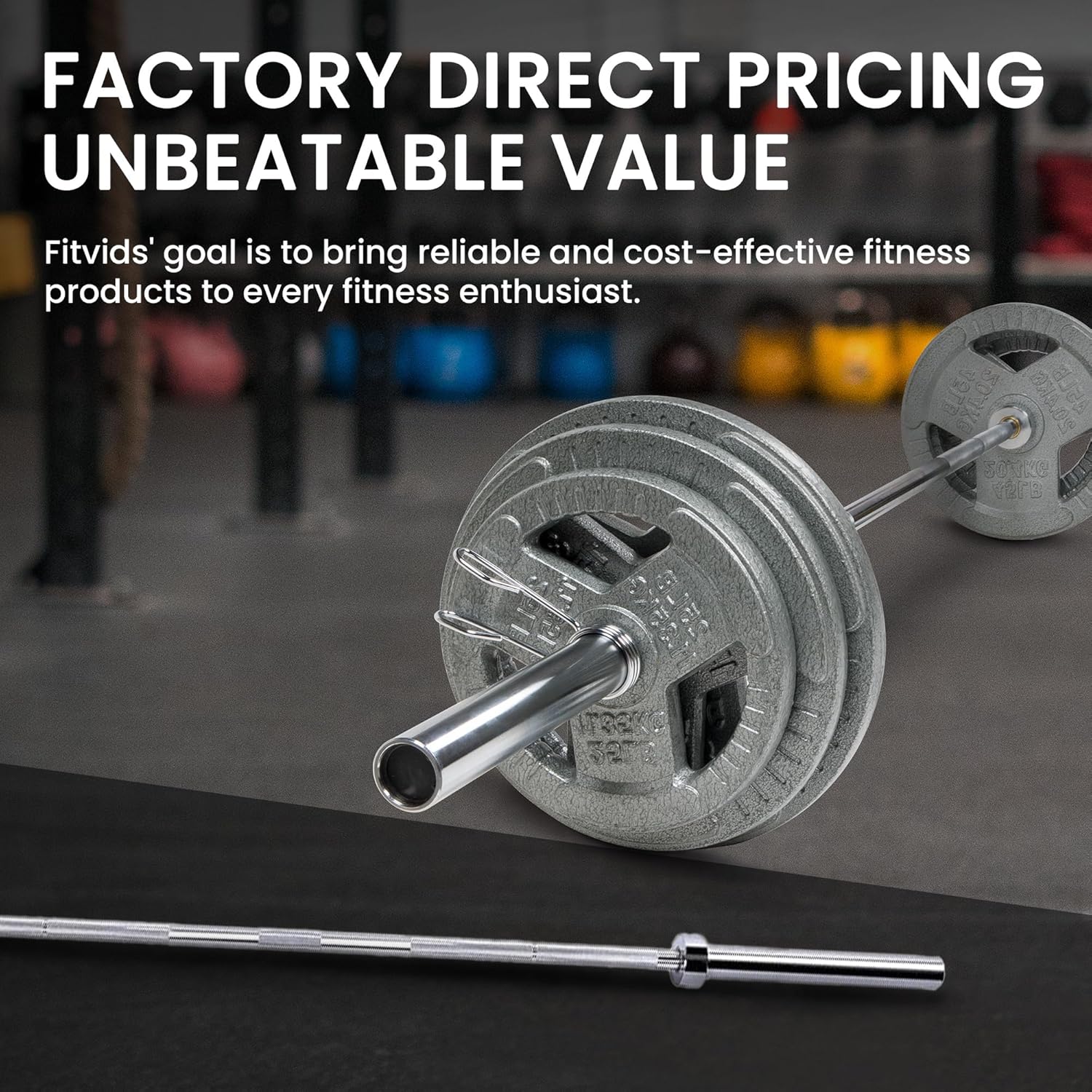 Olympic Barbell for Powerlifting and Weightlifting, 2 Inch Diameter, 700 Pound Capacity, Available in Multiple Sizes