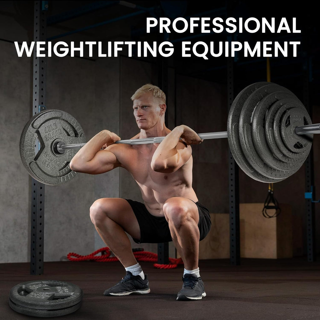 Olympic Barbell for Powerlifting and Weightlifting, 2 Inch Diameter, 700 Pound Capacity, Available in Multiple Sizes