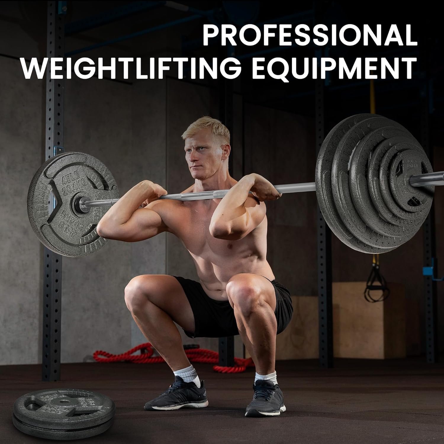 Olympic Barbell for Powerlifting and Weightlifting, 2 Inch Diameter, 700 Pound Capacity, Available in Multiple Sizes