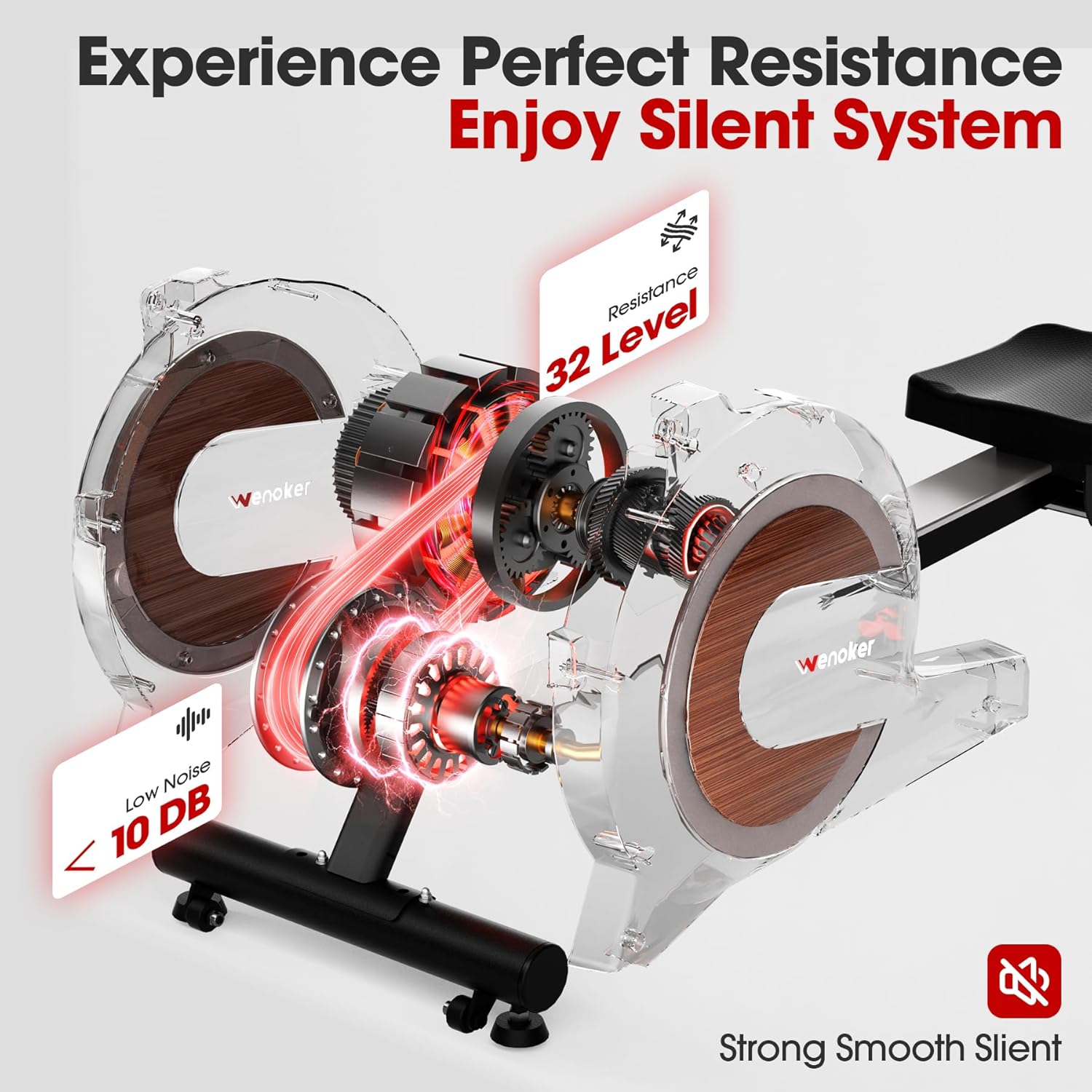 Magnetic Rowing Machine for Home Use, Enhanced 32-Level Silent Resistance with Smart Electronic Control, 350 lbs Weight Capacity, Compact Design with Easy Assembly and App Compatibility