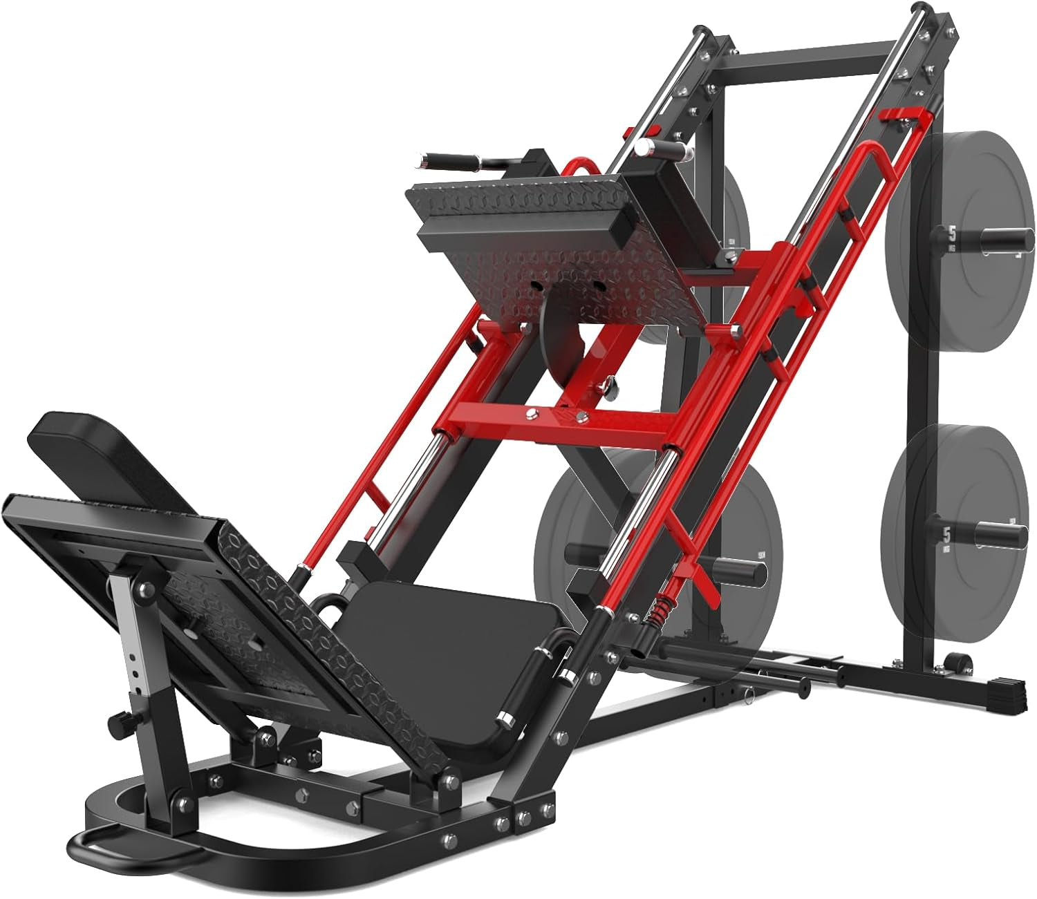 2-in-1 Leg Press and Hack Squat Machine for Home Gym with Linear Bearings and Calf Block for Comprehensive Lower Body Training