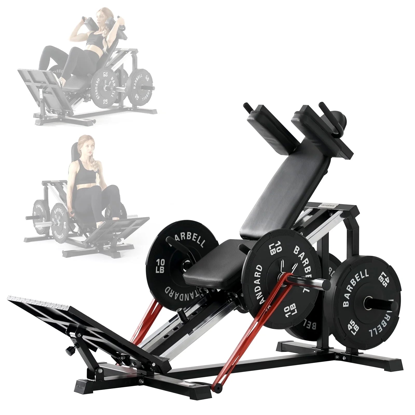 Compact Leg Sled Machine, Leg Press Machine Capacity 1000Lbs, Hack Squat Machine Combo, Calf Raise Home Gym