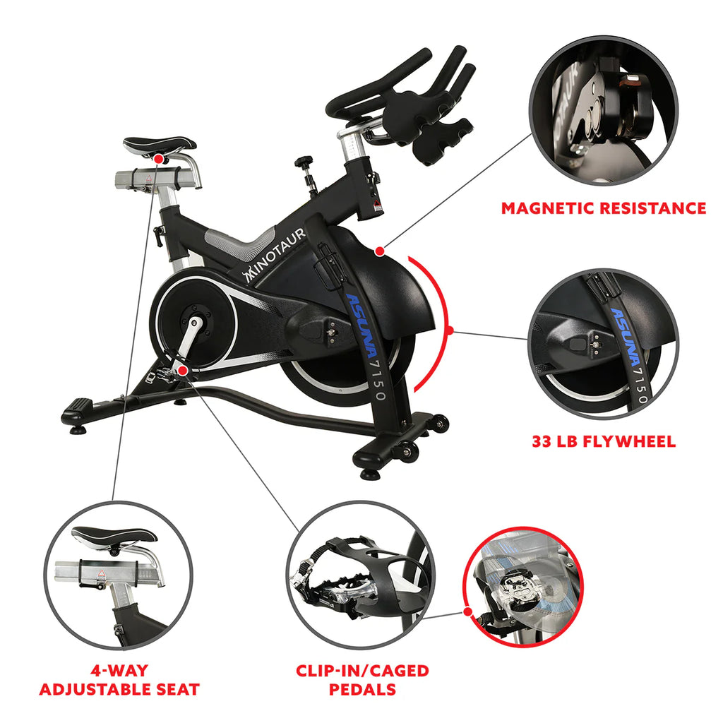 Minotaur Stationary Exercise Bike Magnetic High Weight Belt Drive