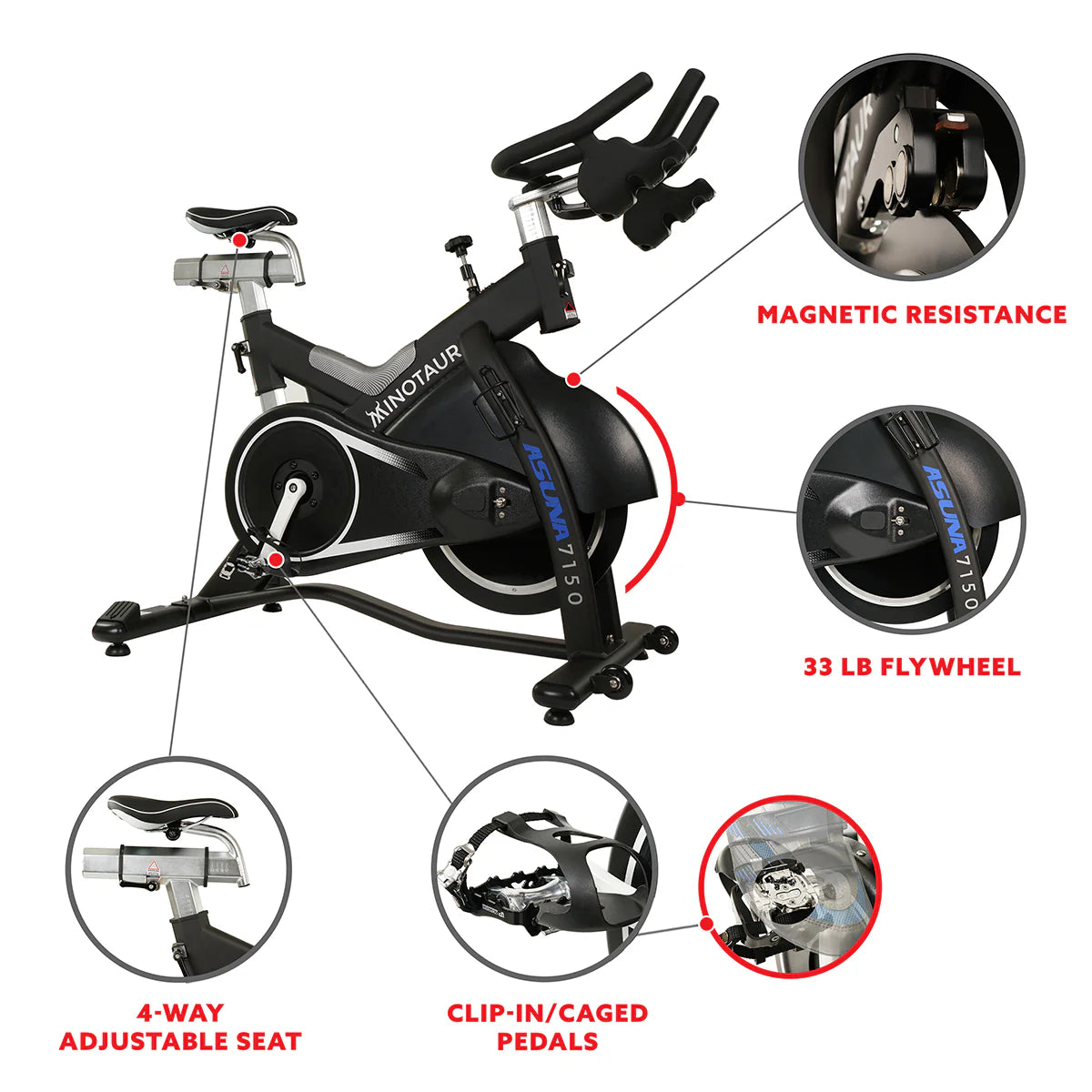 Minotaur Stationary Exercise Bike Magnetic High Weight Belt Drive