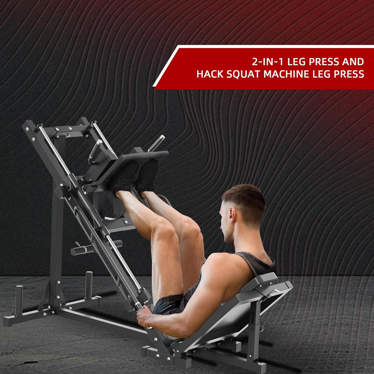 Adjustable Leg Press and Hack Squat Machine with Weight Storage, 1100 LB Capacity, Black