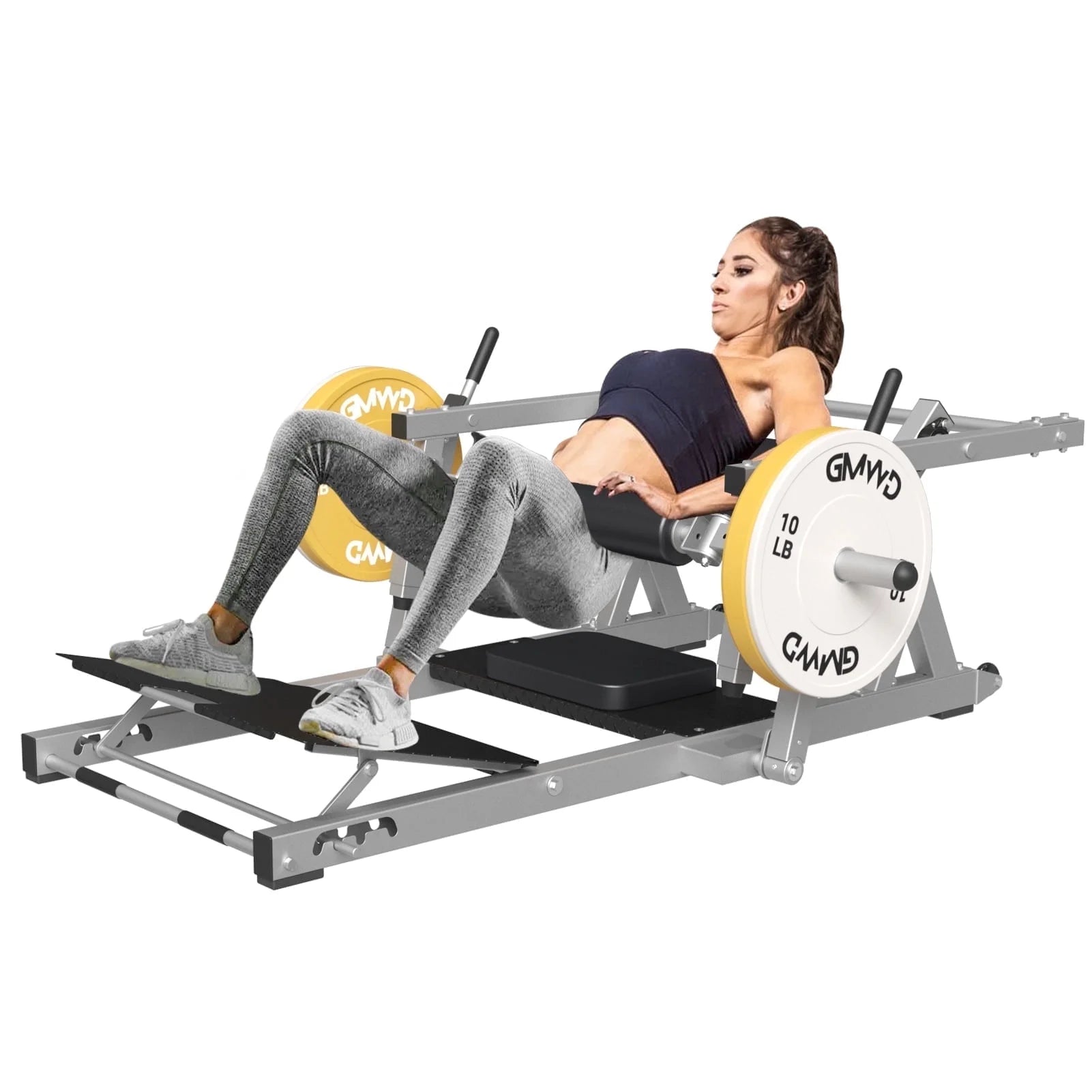 Hip Thrust Machine, Heavy Duty Plate-Loaded Glute Drive Machine, Glute Bridge Machine for Glute Muscles Shaping, Silver