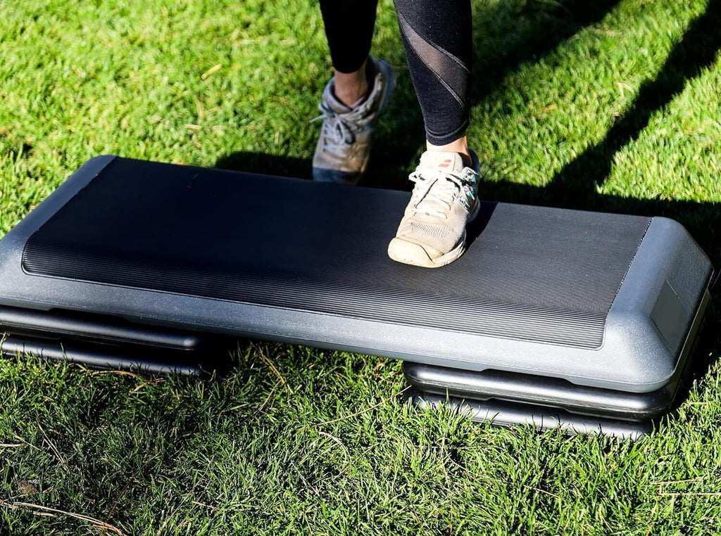 43'' Aerobic Step Platform Adjustable Exercise Fitness Workout Stepper W/4 Riser
