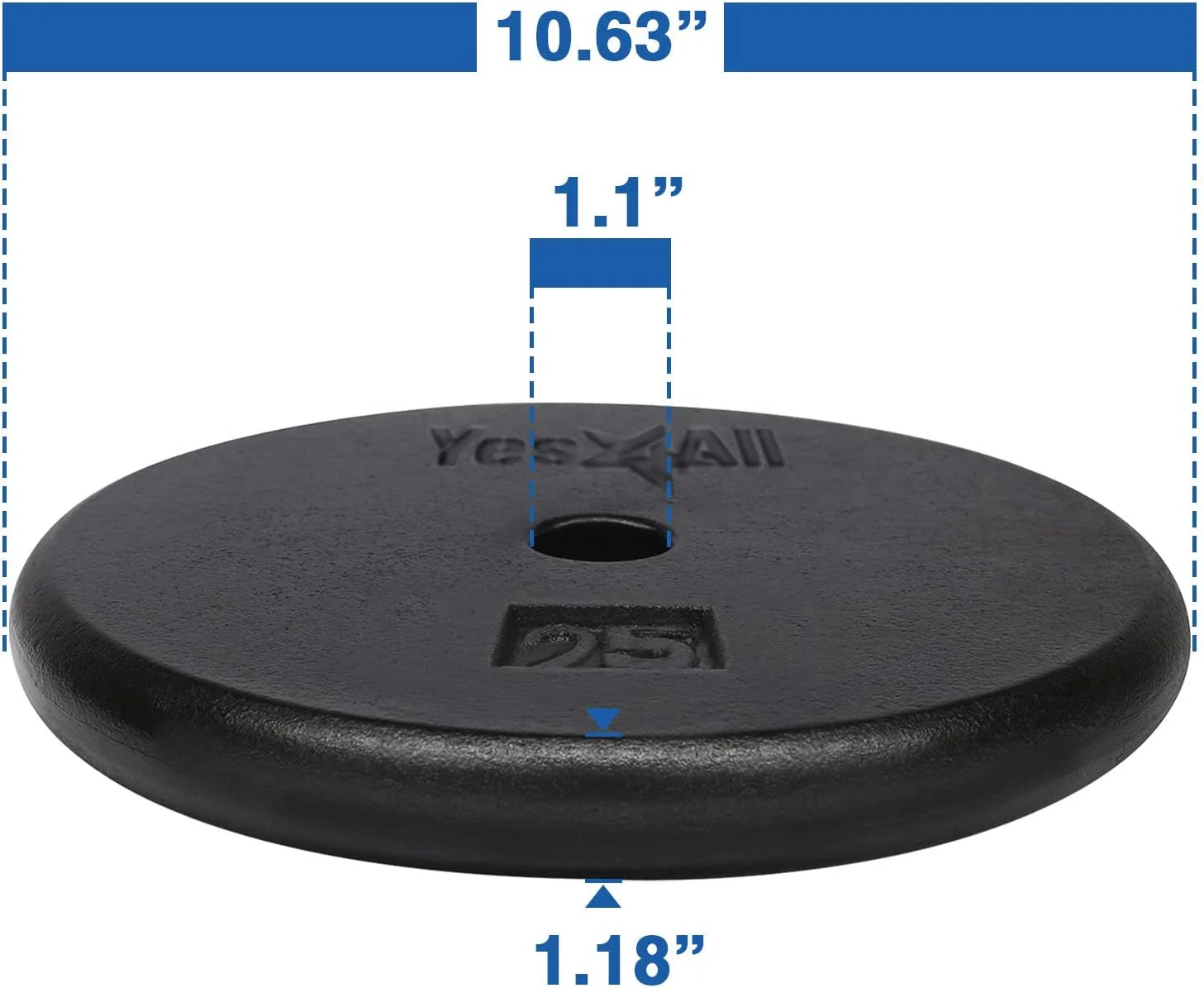 25 Lbs Standard Weight Plates, 1 Inch Cast Iron Weight Plates for Dumbbells, Single