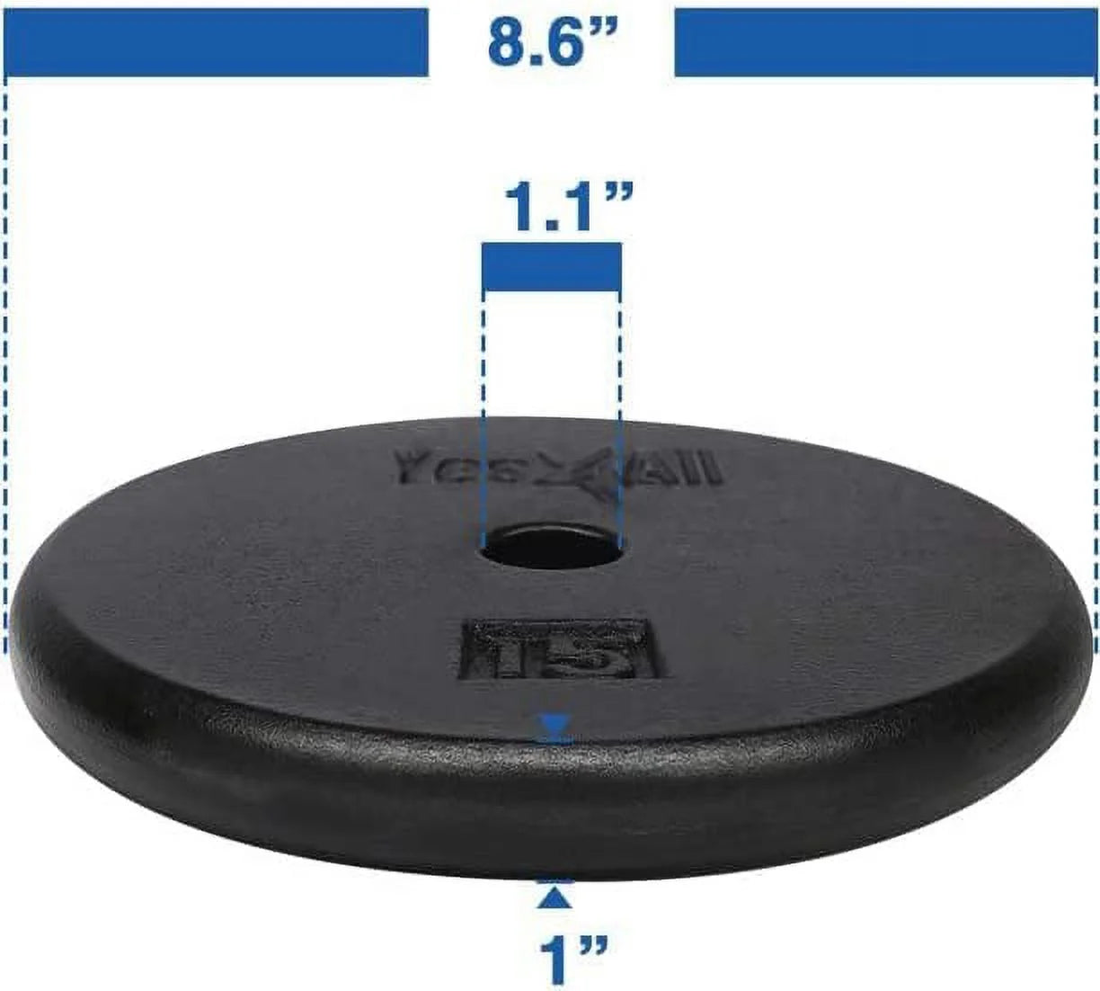 15 Lbs Standard Weight Plates, 1 Inch Cast Iron Weight Plates for Dumbbells, Single