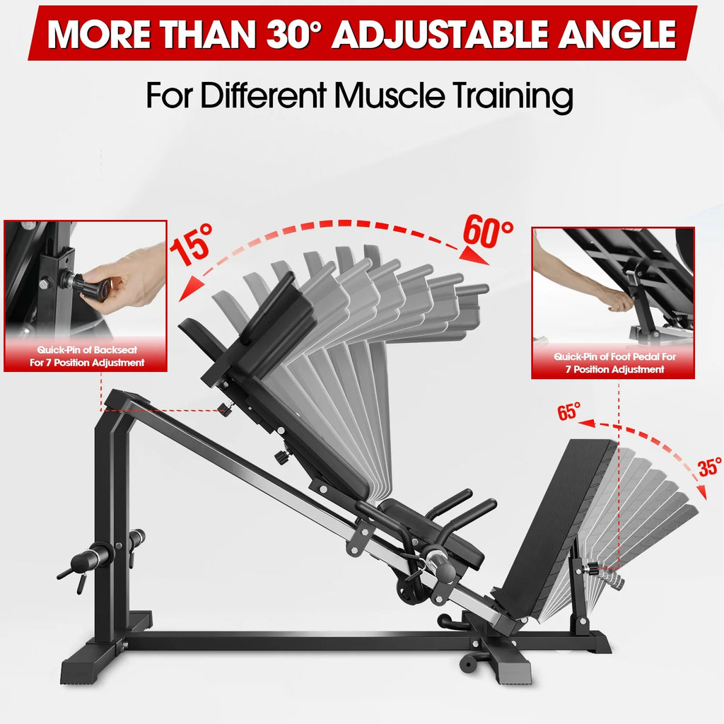 Compact Leg Sled Machine, Leg Press Machine Capacity 1000Lbs, Hack Squat Machine Combo, Calf Raise Home Gym