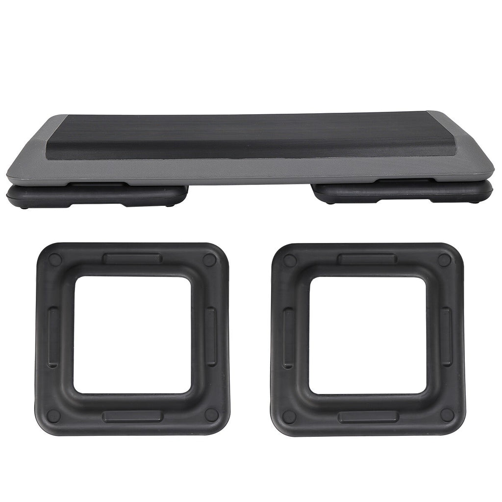 43'' Aerobic Step Platform Adjustable Exercise Fitness Workout Stepper W/4 Riser